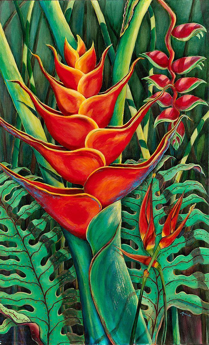 700x1152 Found on Bing from annasislandart.com. Flower painting, Tropical art, Tropical painting