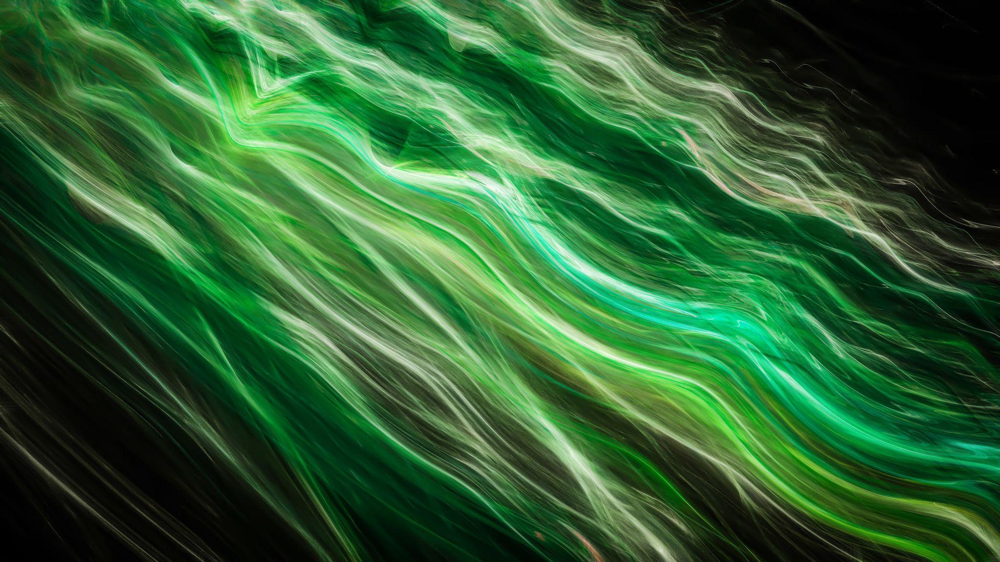 2048x1152 Smooth and elegant green wavy stripes. Abstract wallpaper, HD wallpaper, Wallpaper