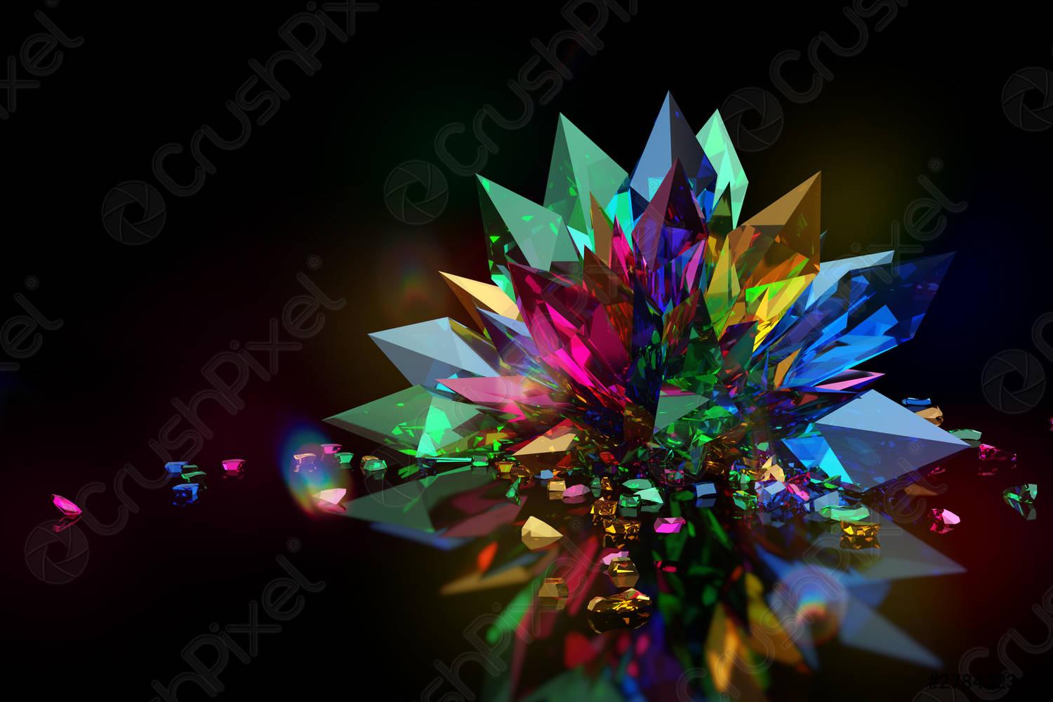 1500x1000 Colorful Quartz Rainbow Flame Crystal Stone or Gem on a