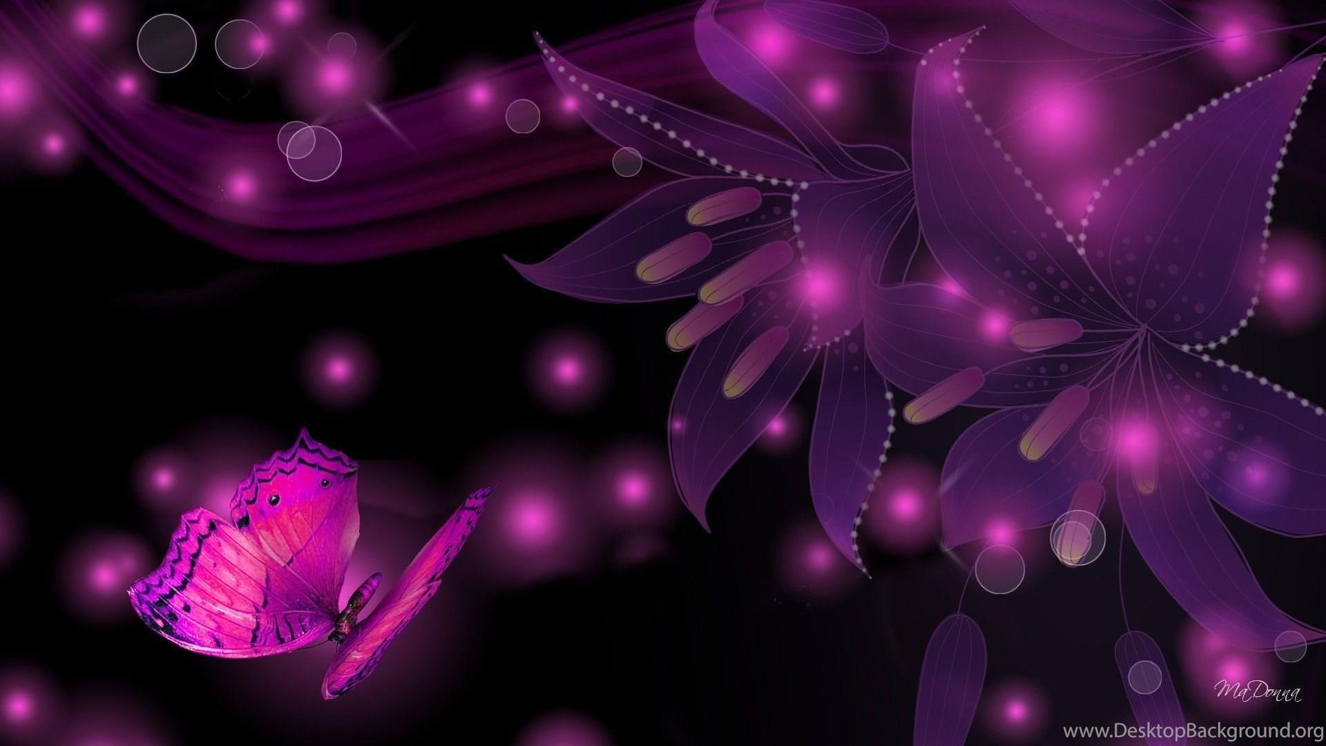 1920x1080 Black Wallpaper With Pink Flowers Wallpaper HD Base Desktop Background