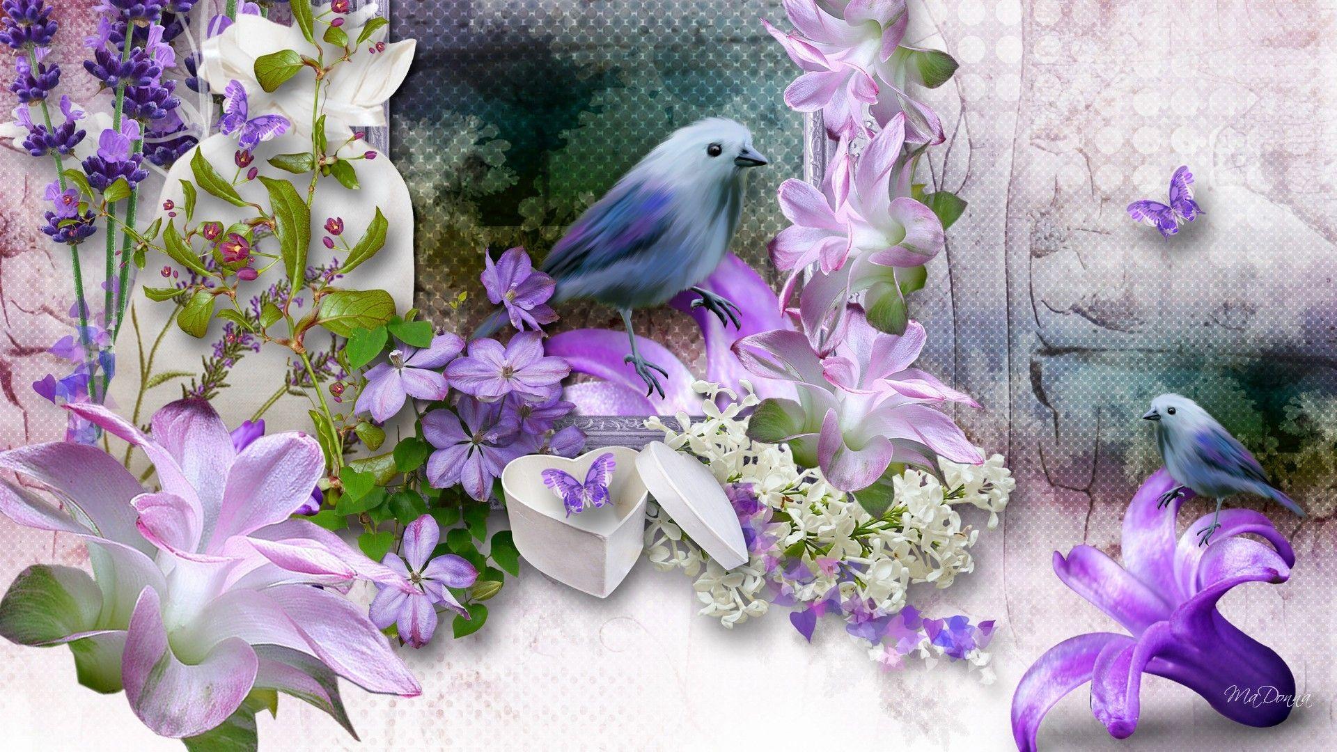 1920x1080 Lilies with Butterflies Wallpaper