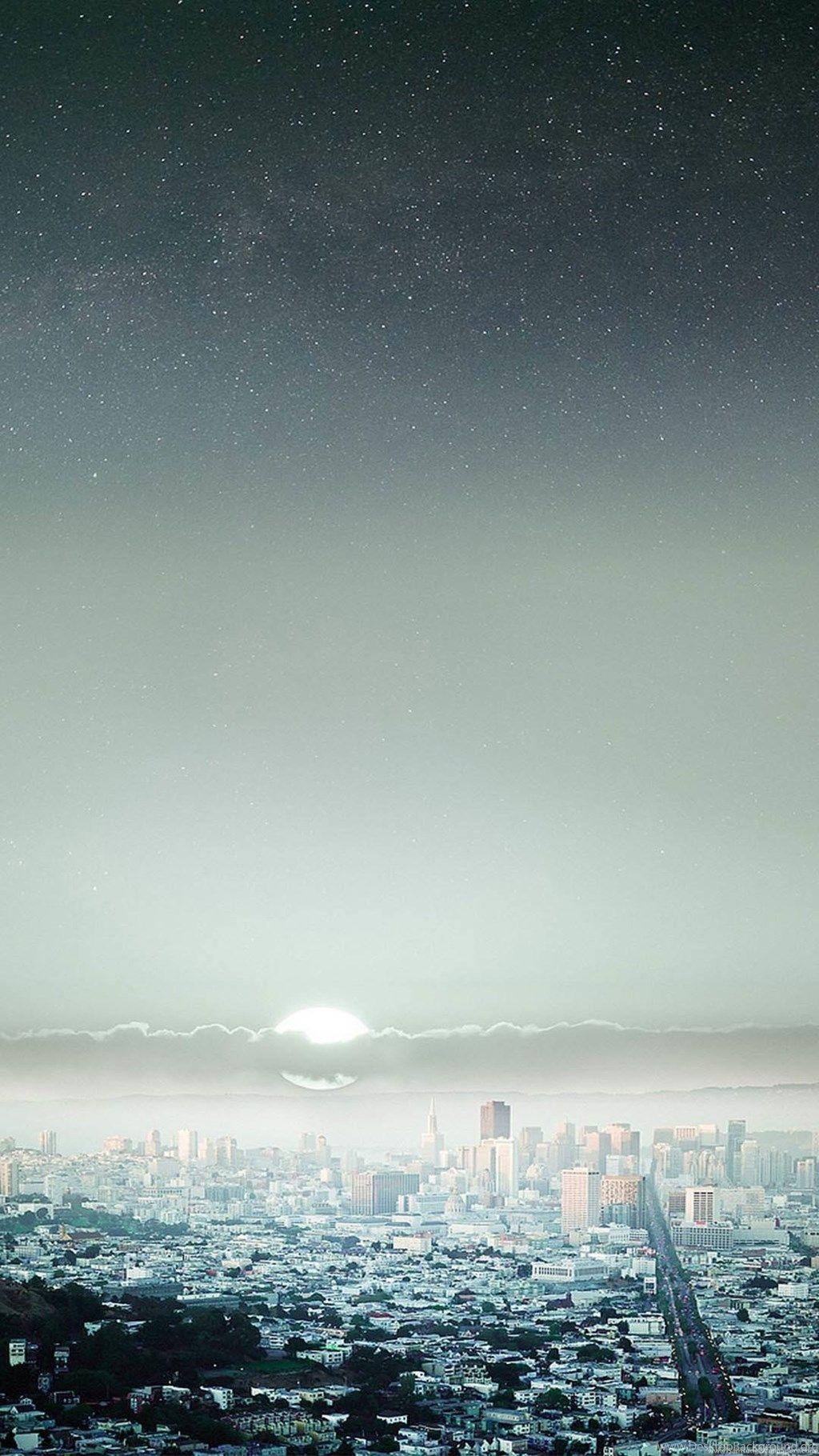 1024x1820 Starry Night Sky Big City iPhone 6 Plus HD Wallpaper / IPod