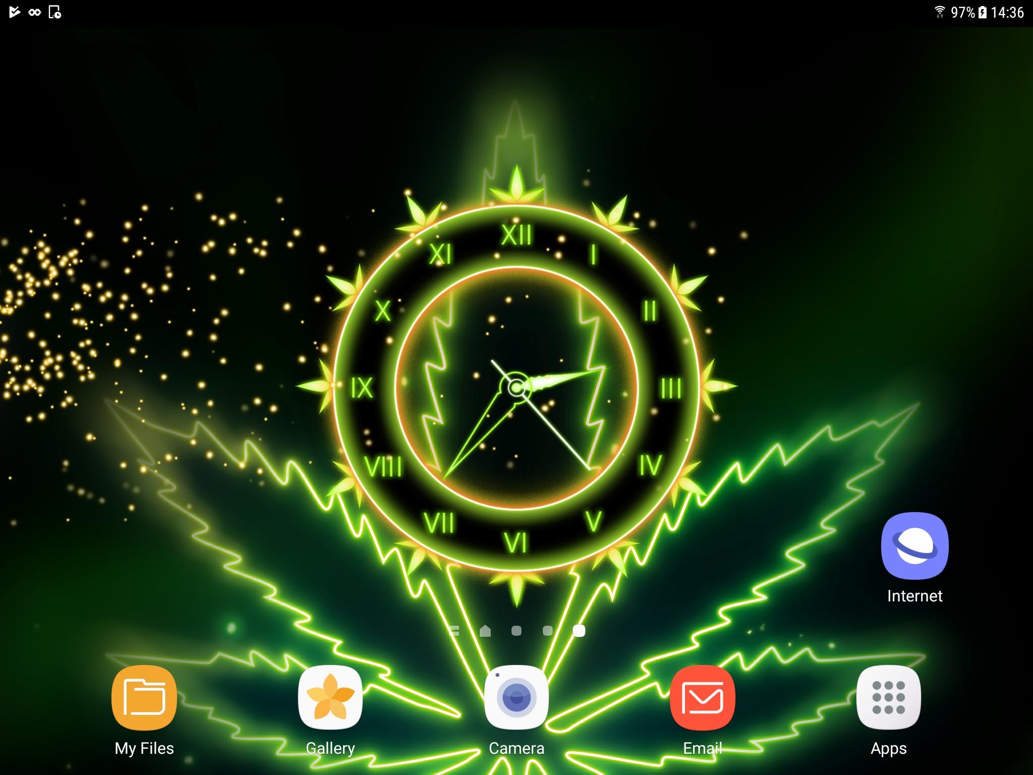 2048x1536 Weed Rasta Green Clock Live Wallpaper for Android