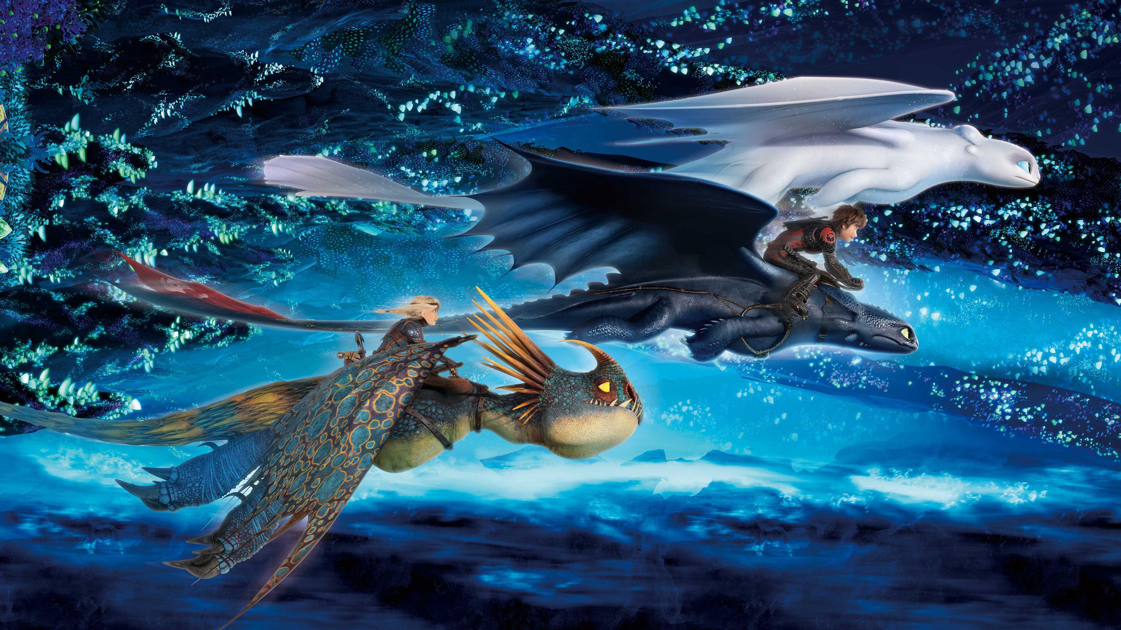3840x2160 Light Fury And Toothless The Hidden World Wallpaper