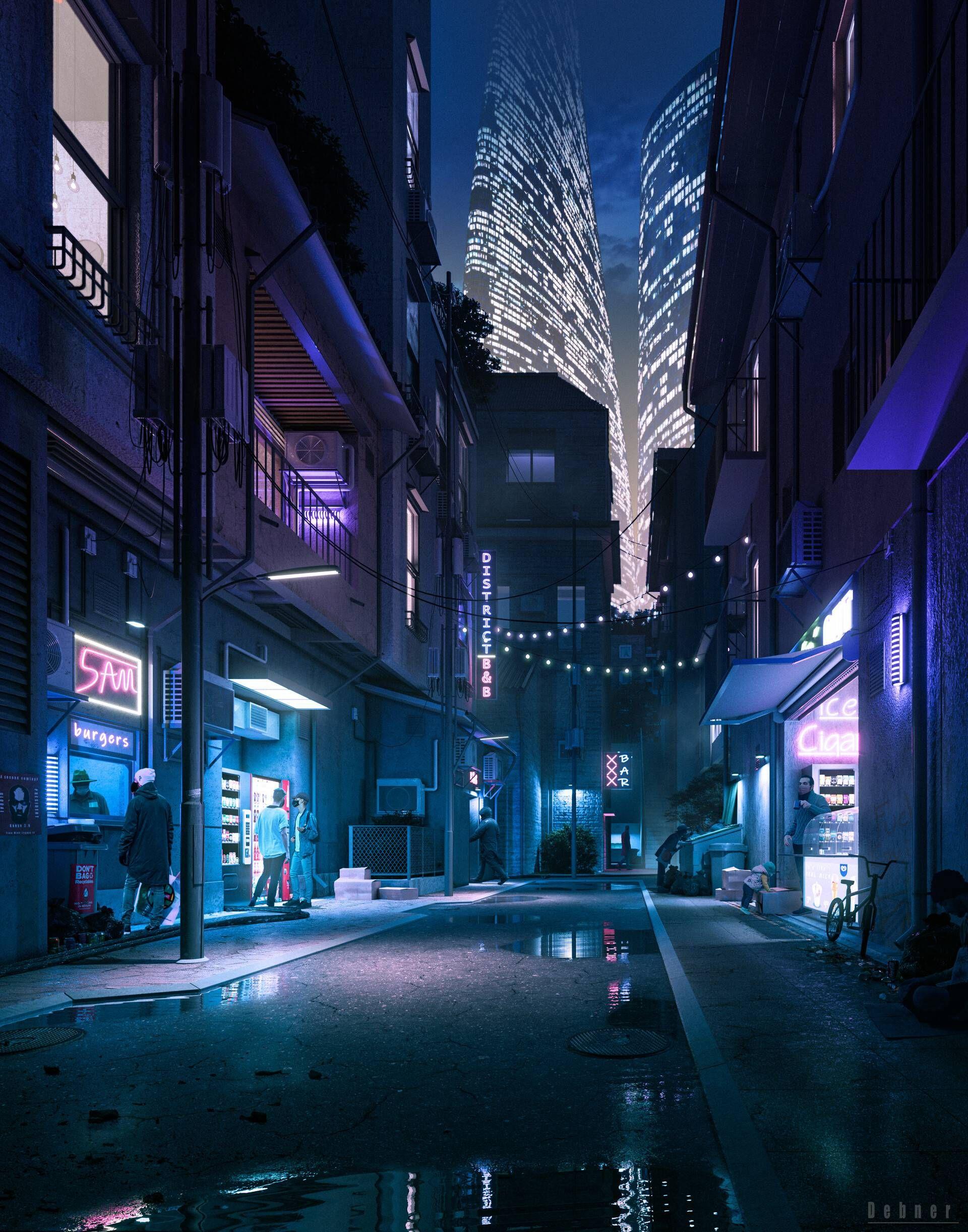 1920x2442 Neon Noir Suburbs By Me. Neon Noir, Neon Background, Cyberpunk City