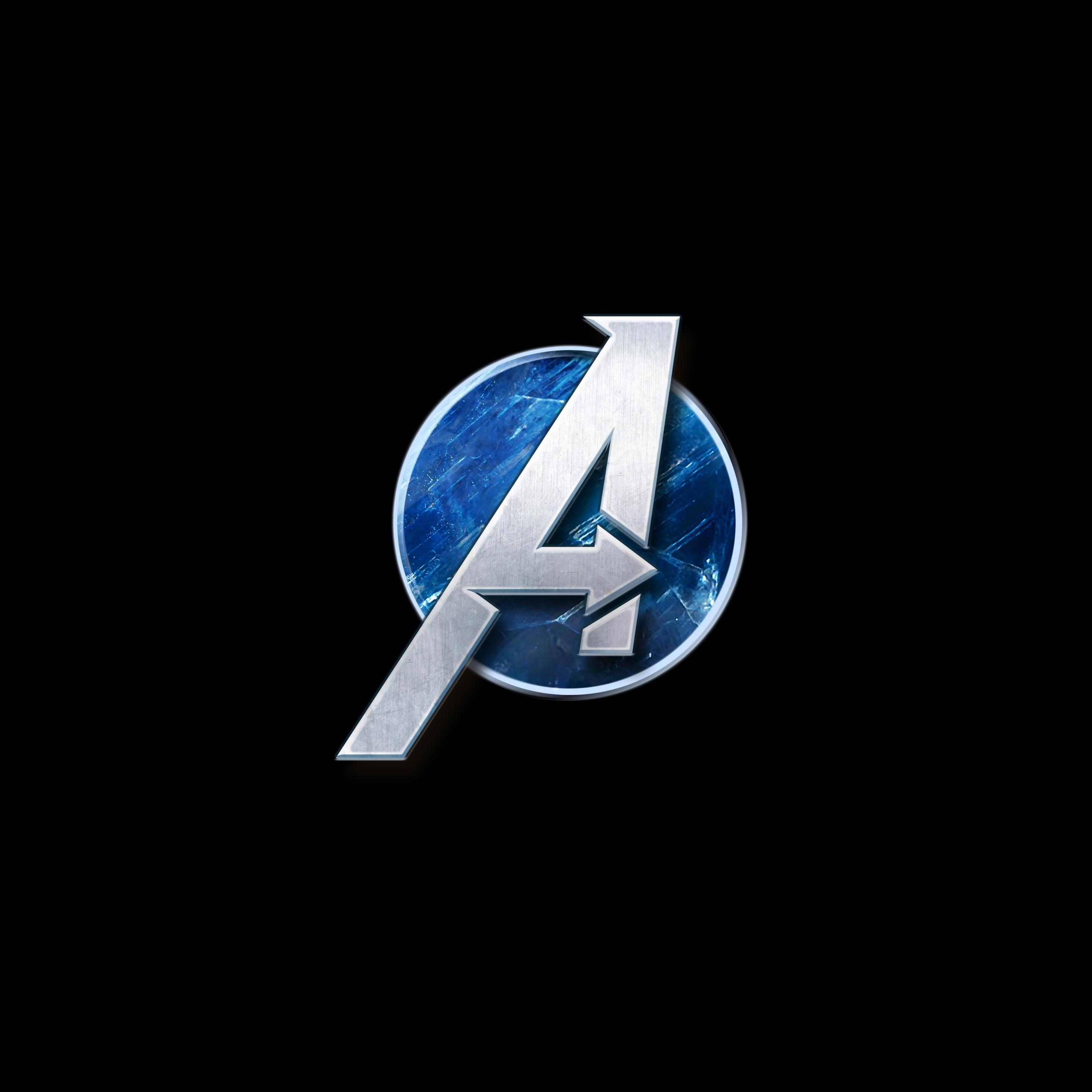 2932x2932 Download 2932x2932 wallpaper dark, minimal, marvel's avengers, video game, logo, ipad pro retina, 2932x2932 HD image, background, 21703