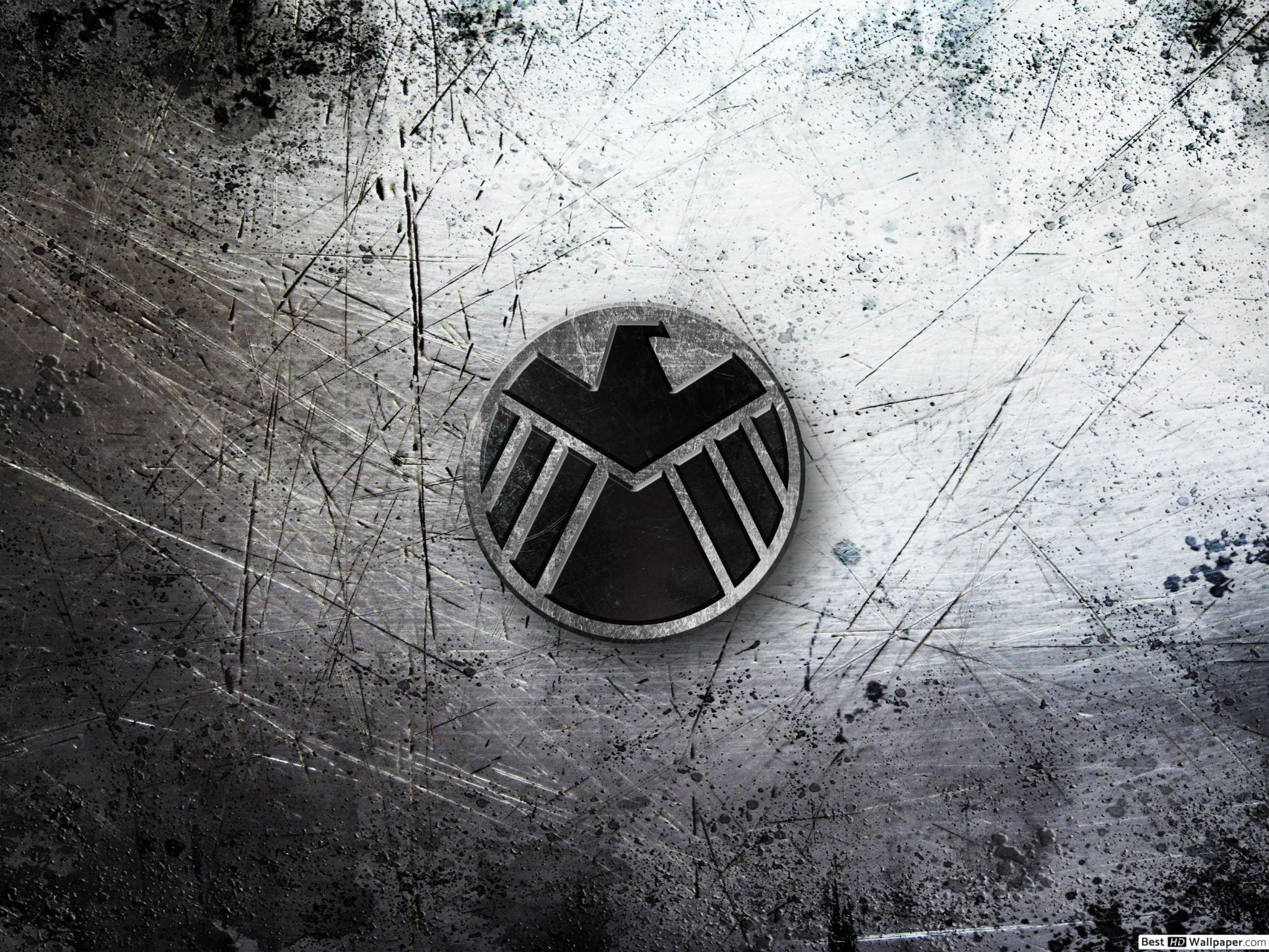 2048x1536 Avengers logo on grunge metallic background HD wallpaper download