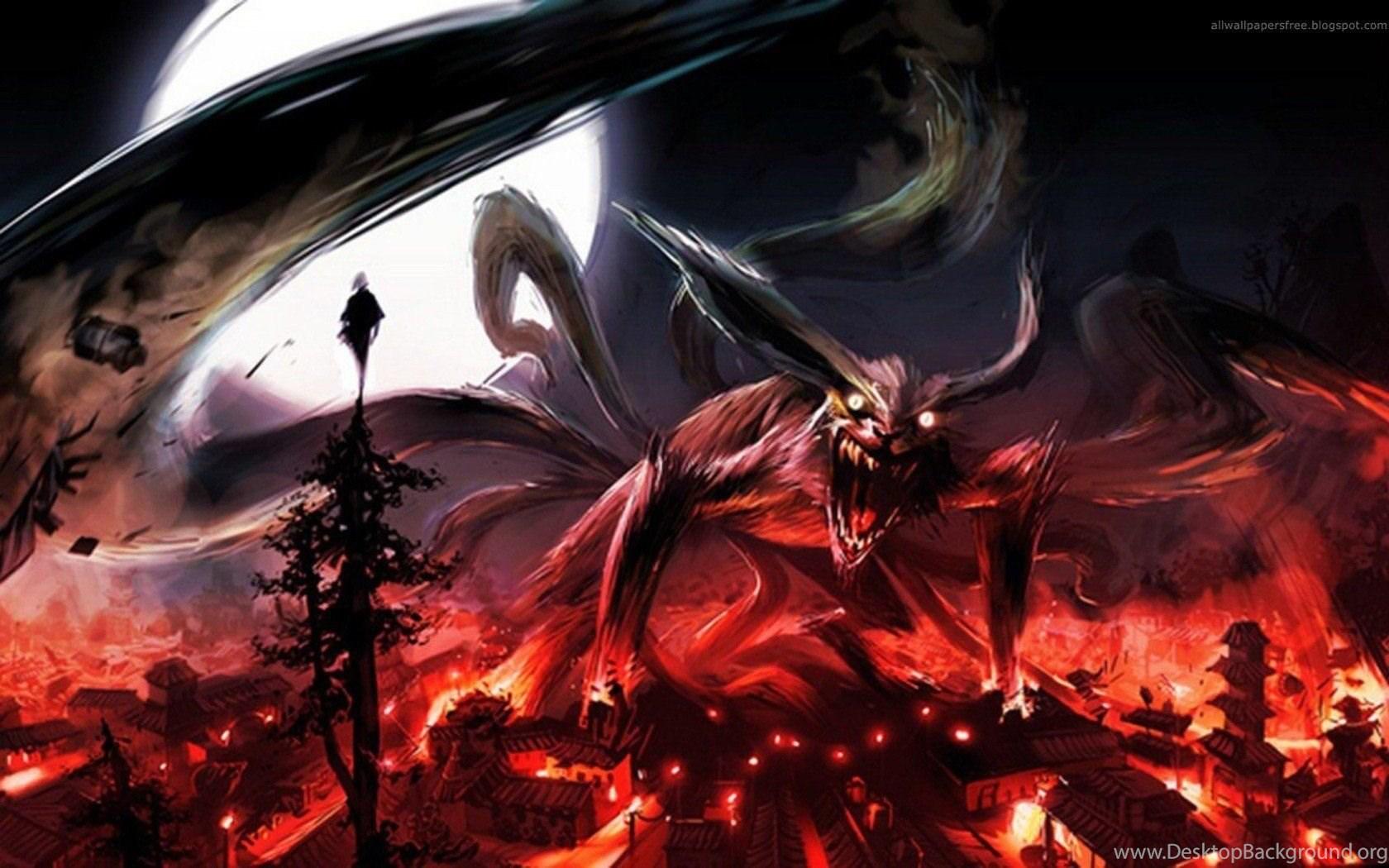 1680x1050 Naruto: Shippuden Kyuubi Konoha Wallpaper Desktop Background