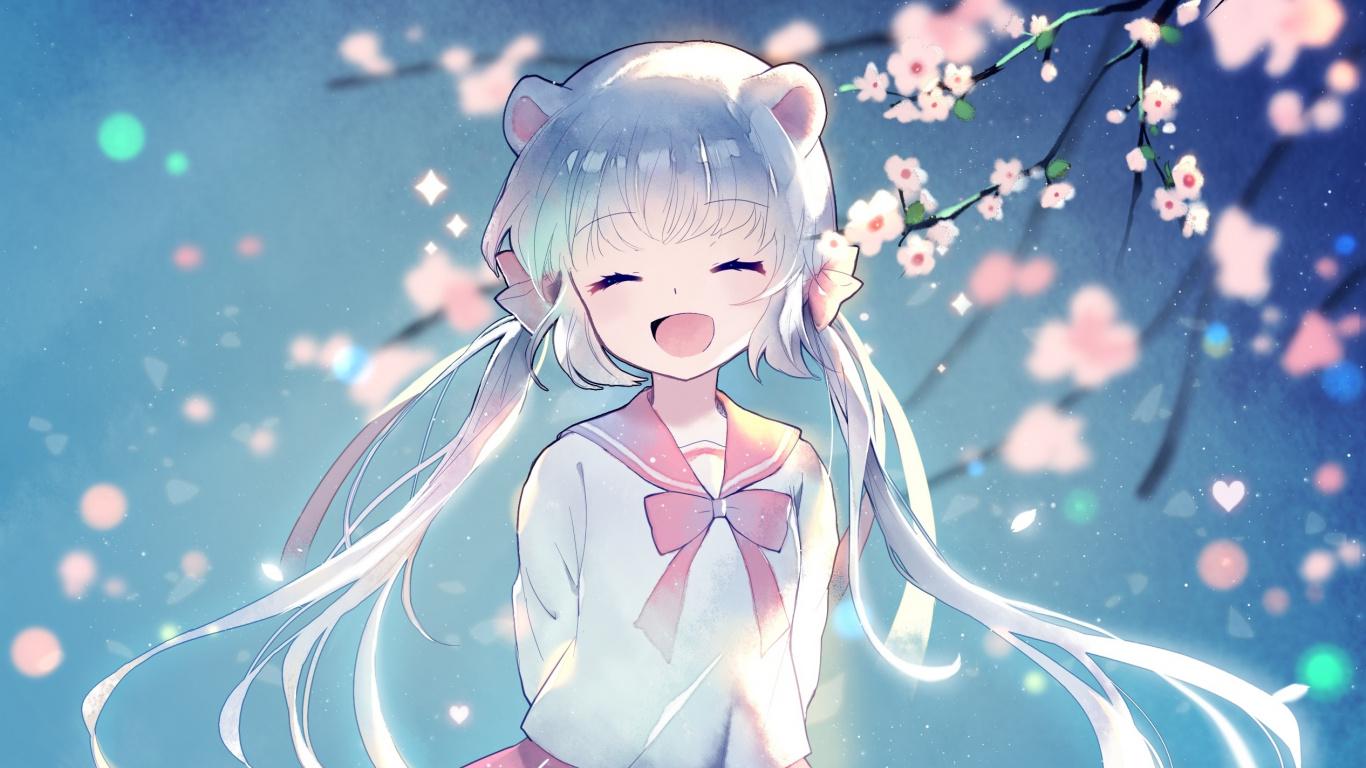 1366x768 Download Mood, happy, cute, Hatsune Miku, art wallpaper, 1366x Tablet, laptop