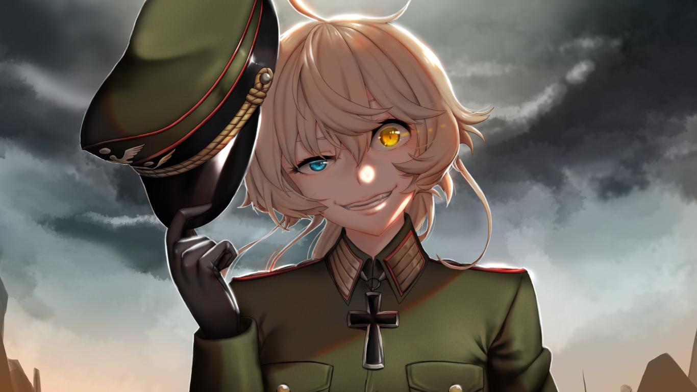 1366x768 Download 1366x768 wallpaper tanya von degurechaff, youjo senki, anime girl, military, tablet, laptop, 1366x768 HD image, background, 602