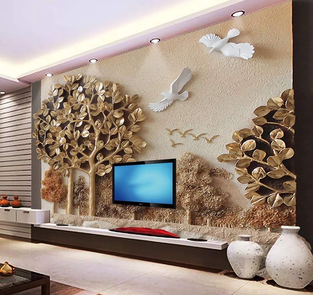 1013x954 Muraviewall 3D Forest Flower And Bird Wallpaper High End Luxury Jewelry Background Wall, Hotel Living Room Tv Sofa Mural Children Bedroom Peel And Stick I Custom Size : Handmade Products