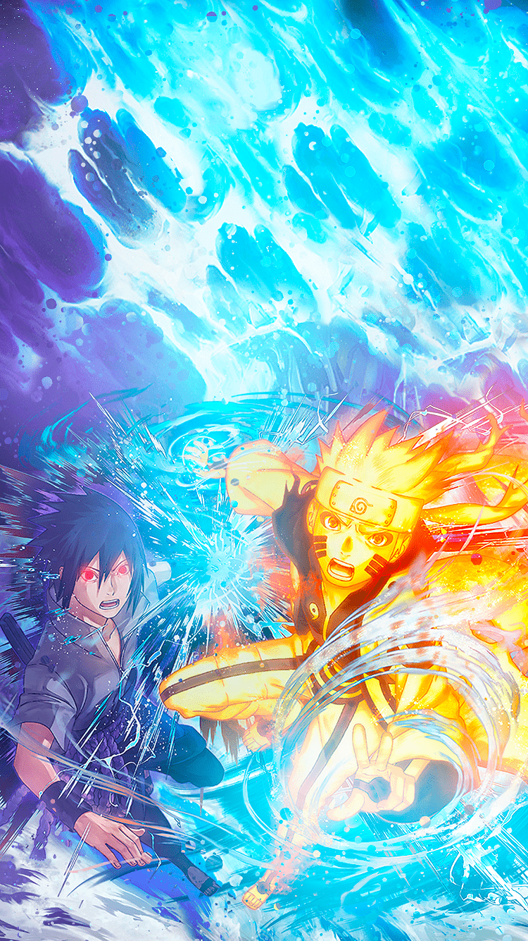 750x1335 Naruto and Sasuke Wallpaper