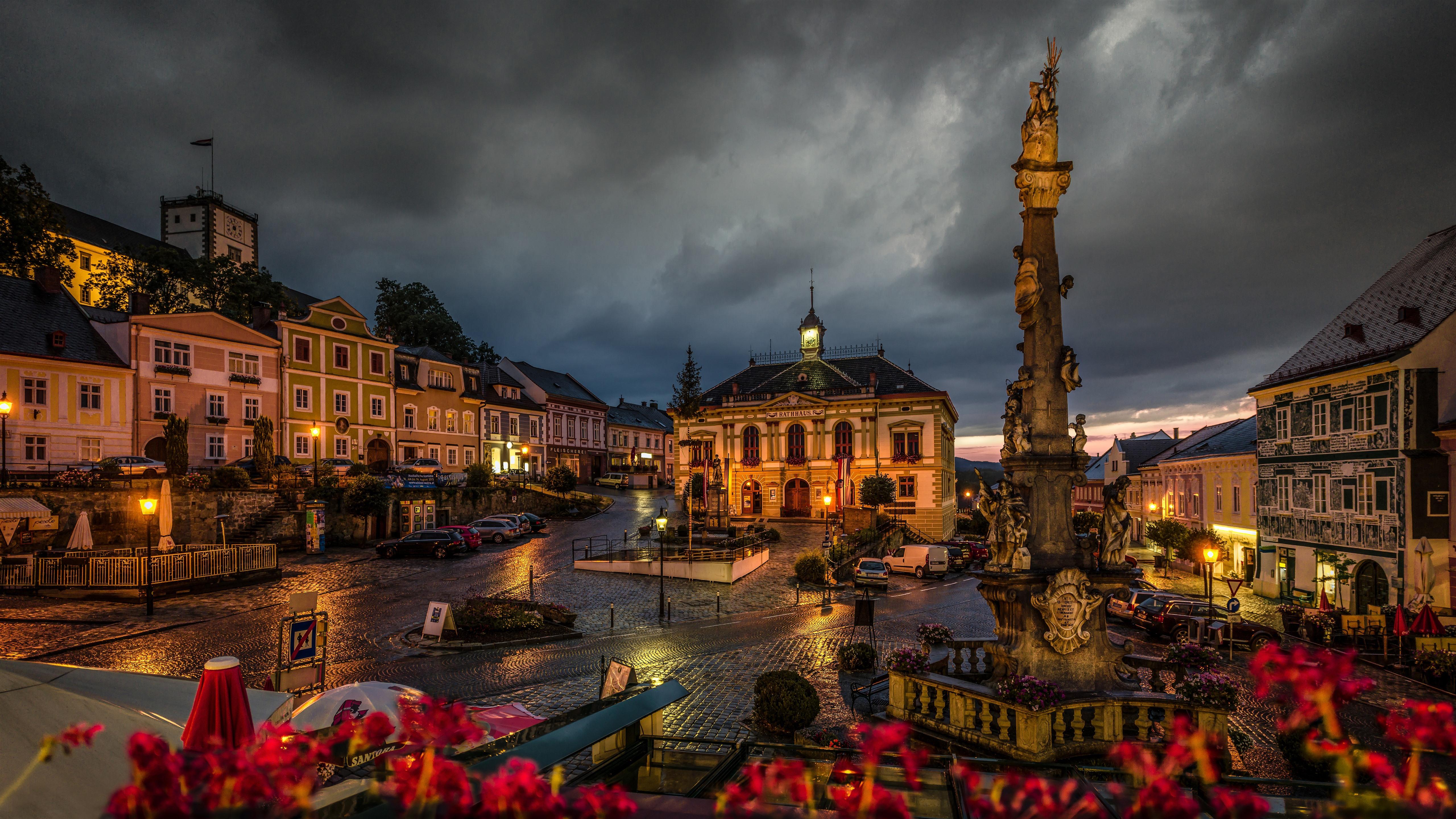 5120x2880 Wallpaper Austria, Vitra, city at night, houses, lights 5120x2880 UHD 5K Picture, Image