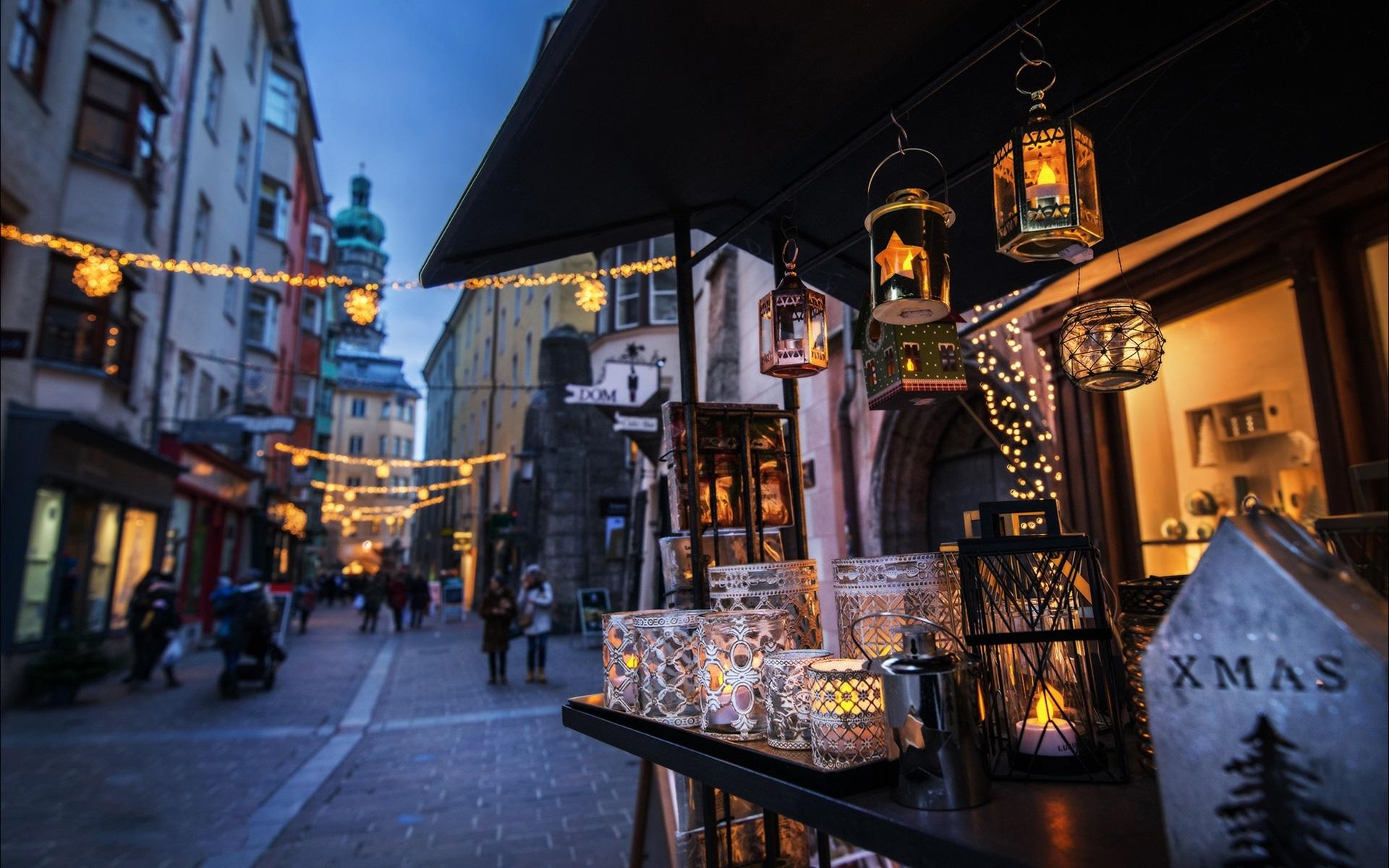 1920x1200 Wallpaper Austria, Innsbruck, street, lanterns, holiday 1920x1200 HD Picture, Image