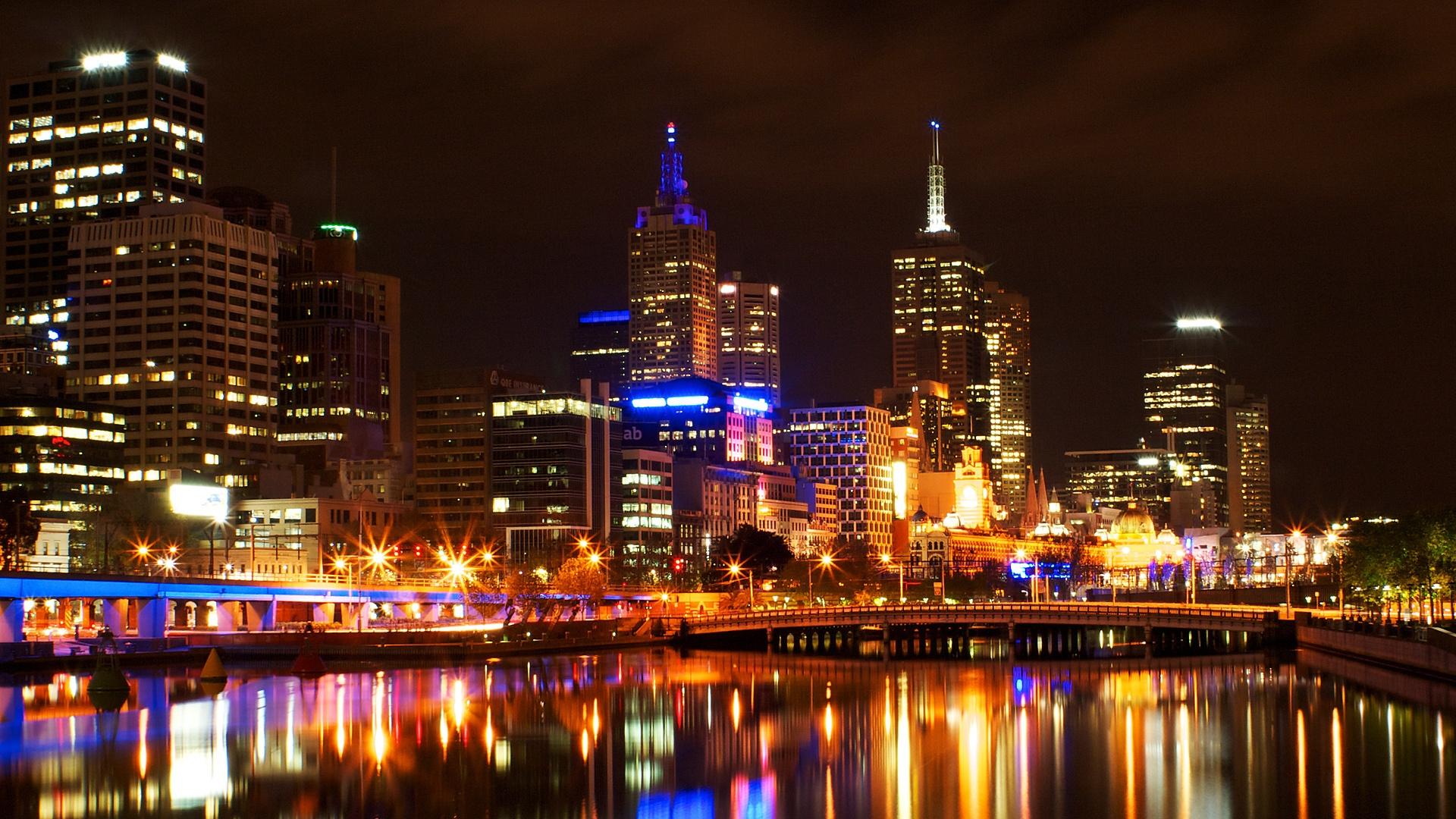 1920x1080 Download 1920x1080 HD Wallpaper melbourne skyscraper business center illumination australia, Desktop Background HD