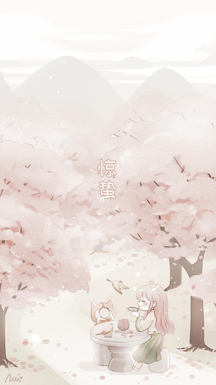 736x1308 anime soft wallpaper