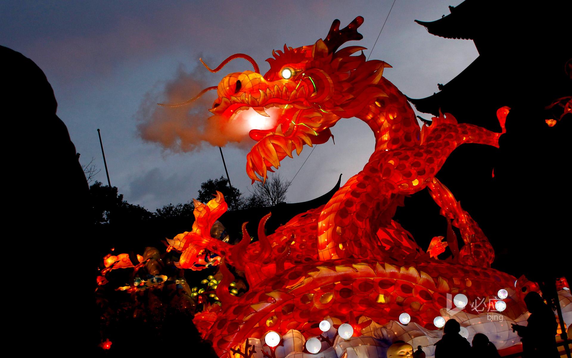 1920x1200 Shanghai, Yuyuan, Dragon Light