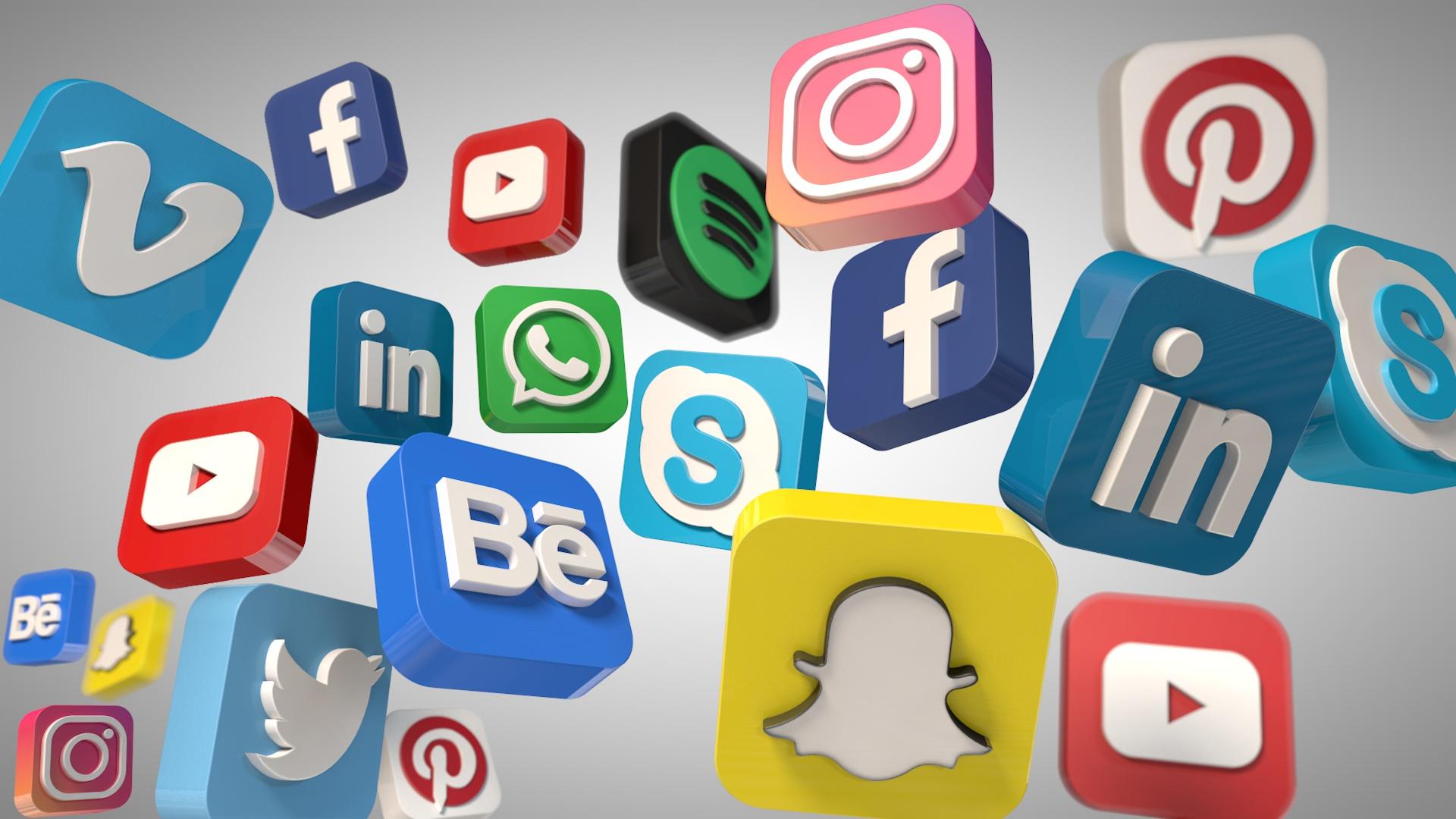1920x1080 Social Media Logos 3D HD Wallpaper