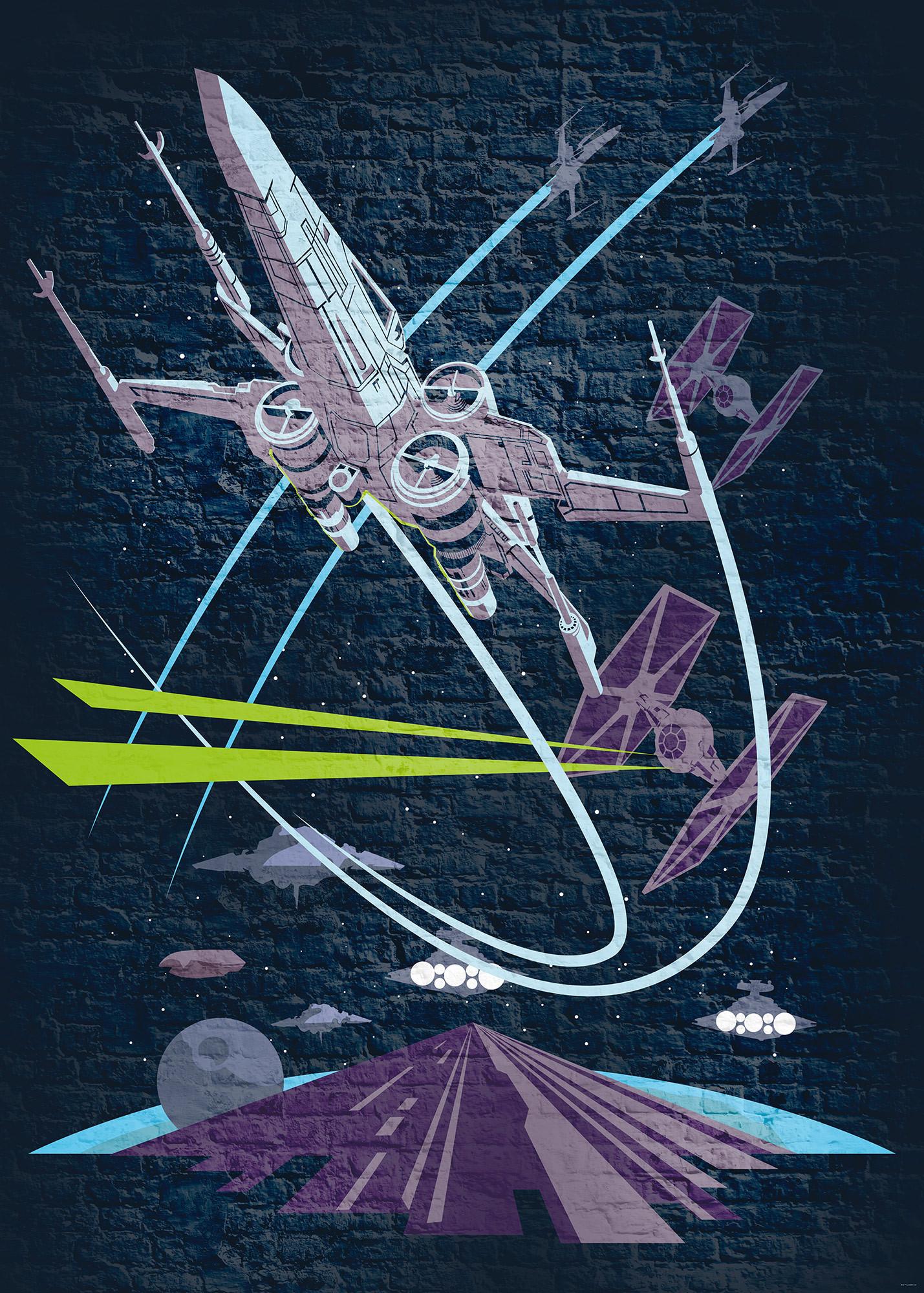1429x2000 Non Woven Photomural Star Wars Classic Concrete X Wing (DX4 039) From Komar