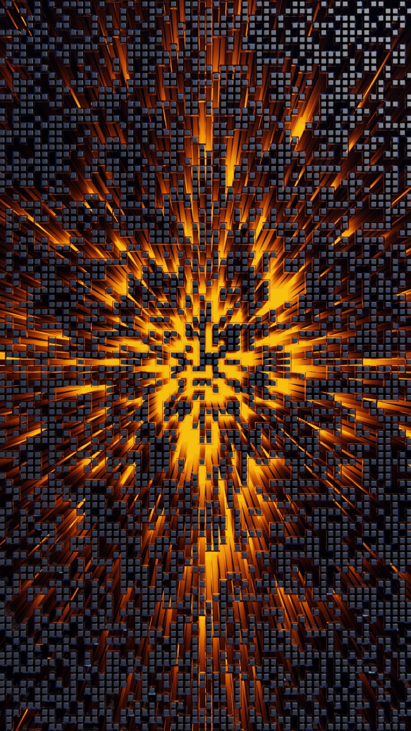 1440x2560 Wallpaper Squares, Structure, Glow, Yellow, Abstraction, Governance Of Information Technology