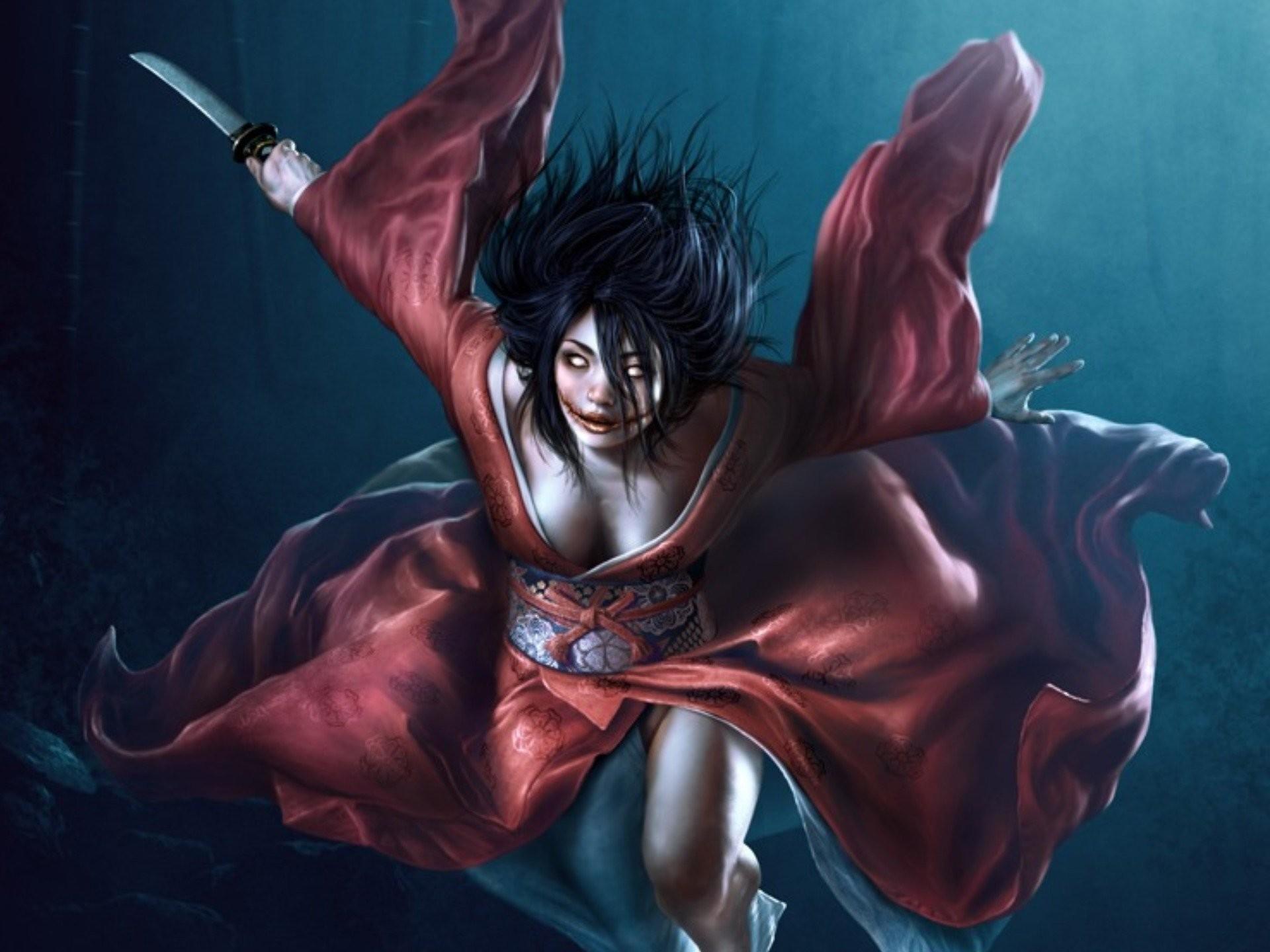 1920x1440 Horror Girl Woman Japanese Kimono Demon Monster Warrior Onna Hot HD Wallpaper