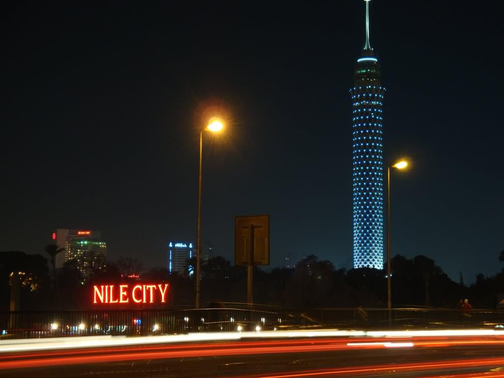 1024x768 Incredible Night View Image And Picture Of Cairo Tower, Egypt