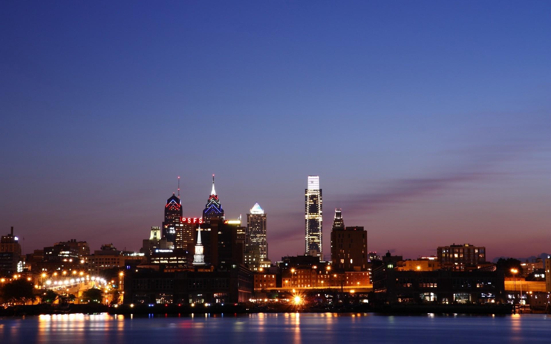 1920x1200 Wallpaper Philadelphia, Sea, City, City Lights, Night City On Night