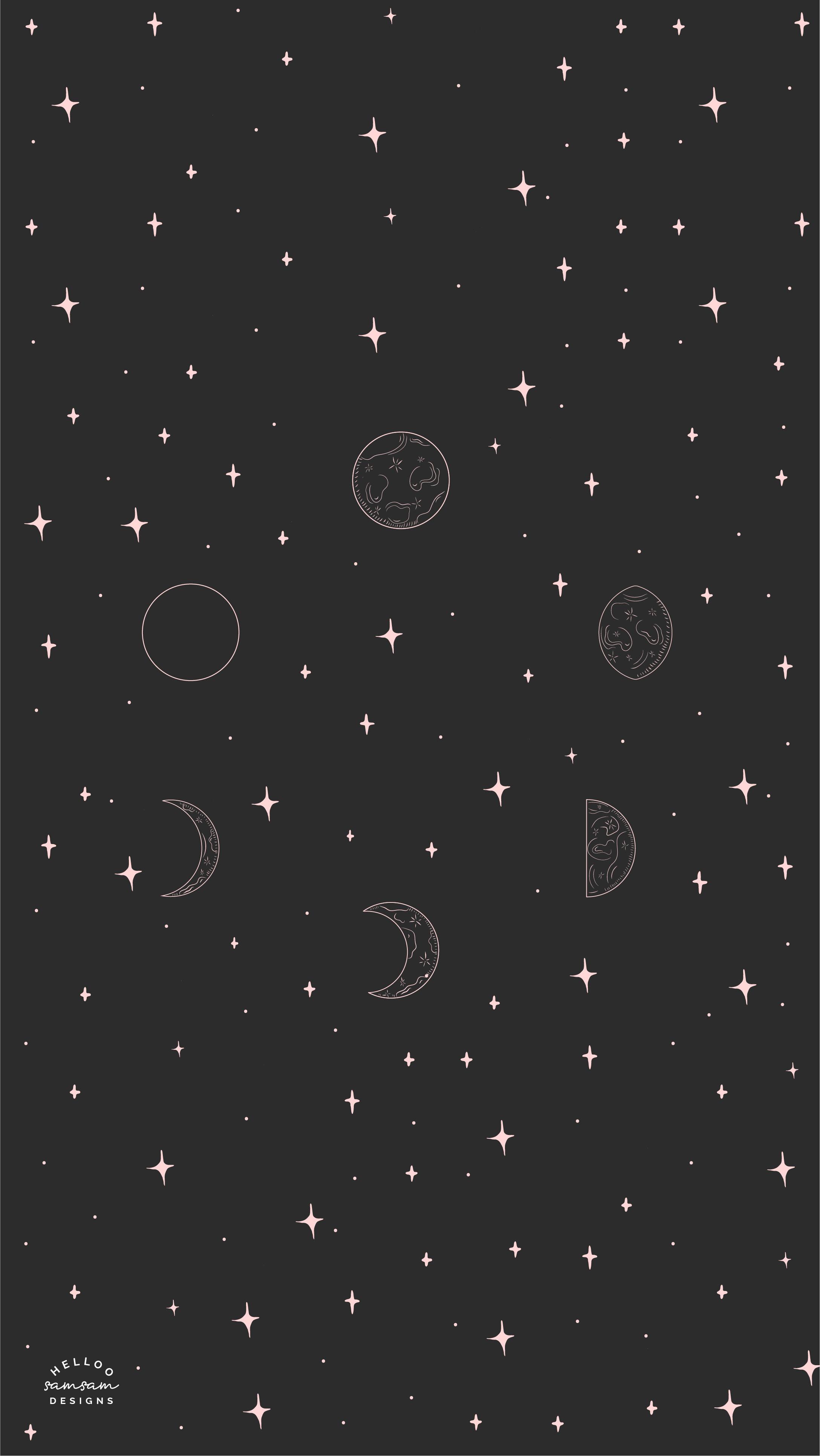 2176x3864 Free Moon Phases Tech Wallpaper