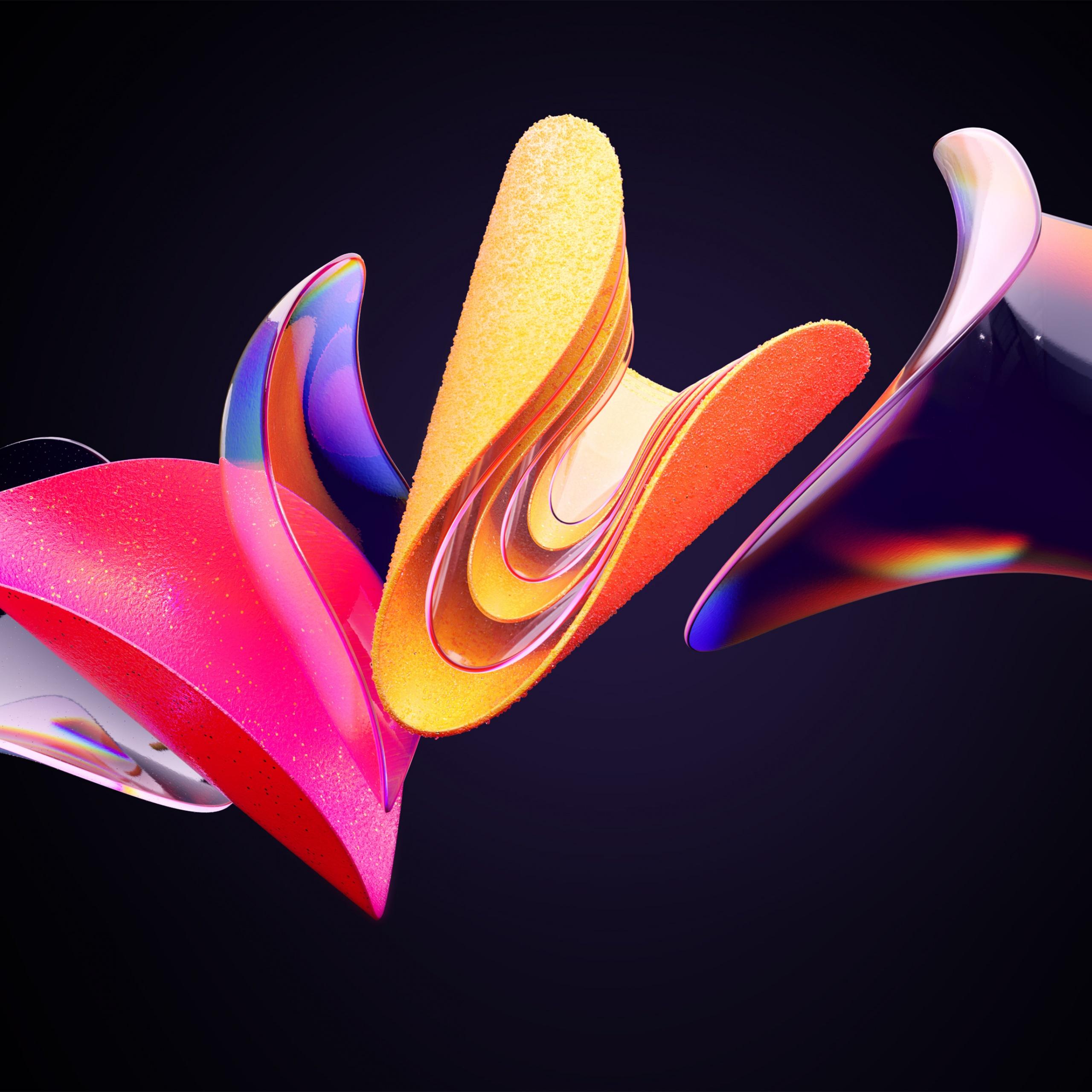 2560x2560 Windows 11 Wallpaper 4K, Dark Mode, Stock, Official, Black background, Abstract