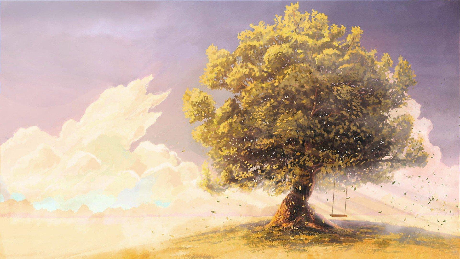 1920x1080 Free download Swings artwork drawings tree sky cloud beautiful anime [1920x1080] for your Desktop, Mobile & Tablet. Explore Swing Wallpaper. Swing Wallpaper, Swing Music Wallpaper