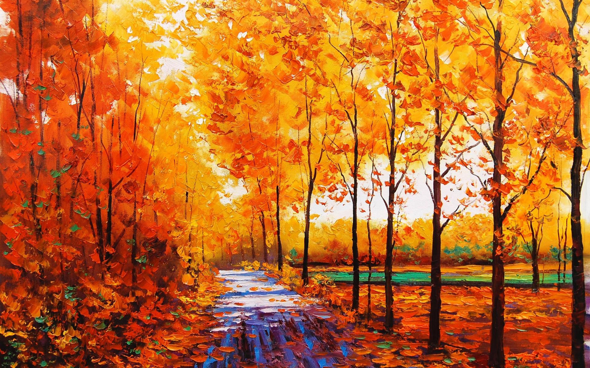 1920x1200 Free download art artistic oil painting nature landscape trees forest path sidewalk [1920x1200] for your Desktop, Mobile & Tablet. Explore Oil Painting Wallpaper. Body Painting Wallpaper for Desktop, Best