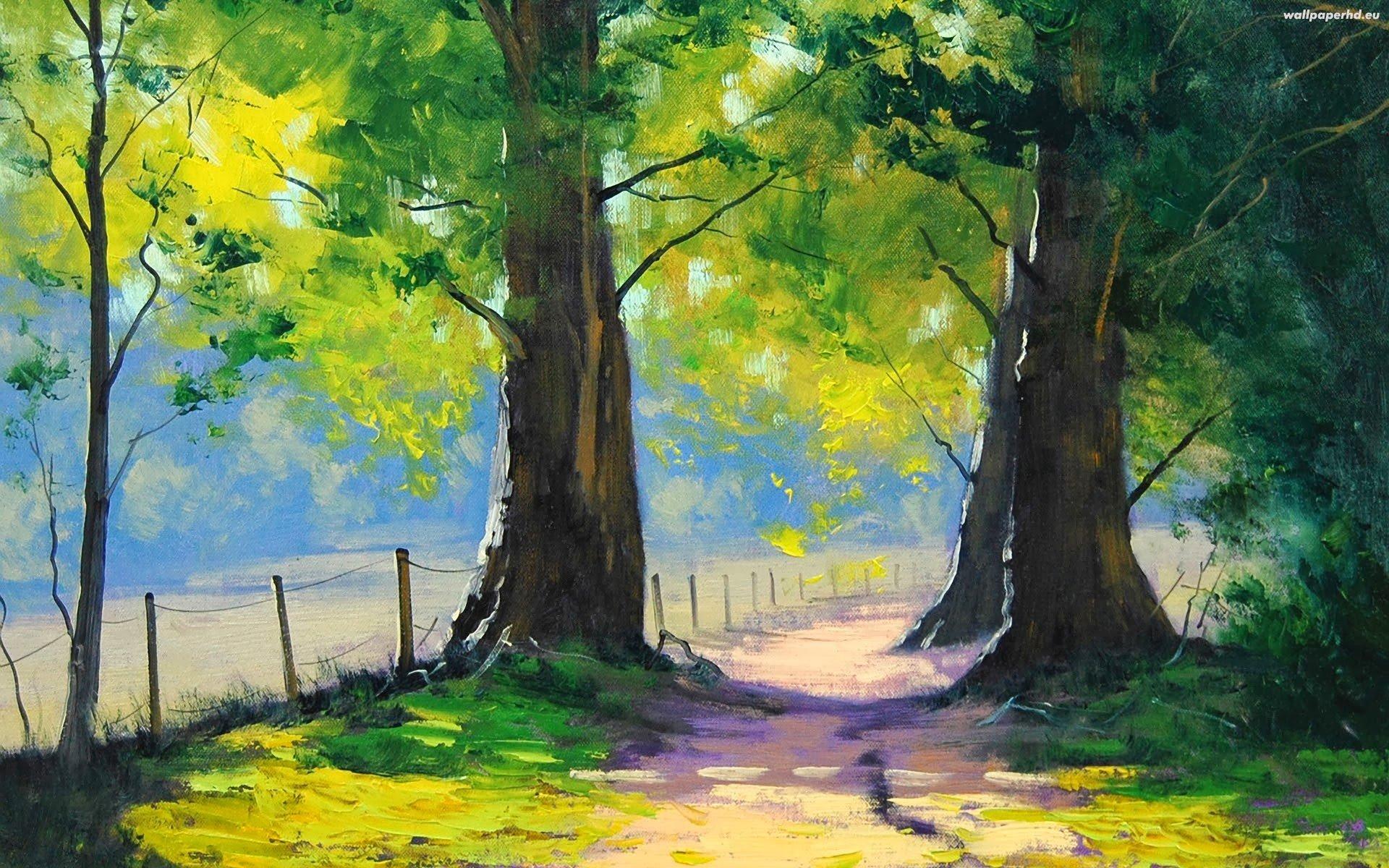1920x1200 graham gercken painting trees fence wallpaper
