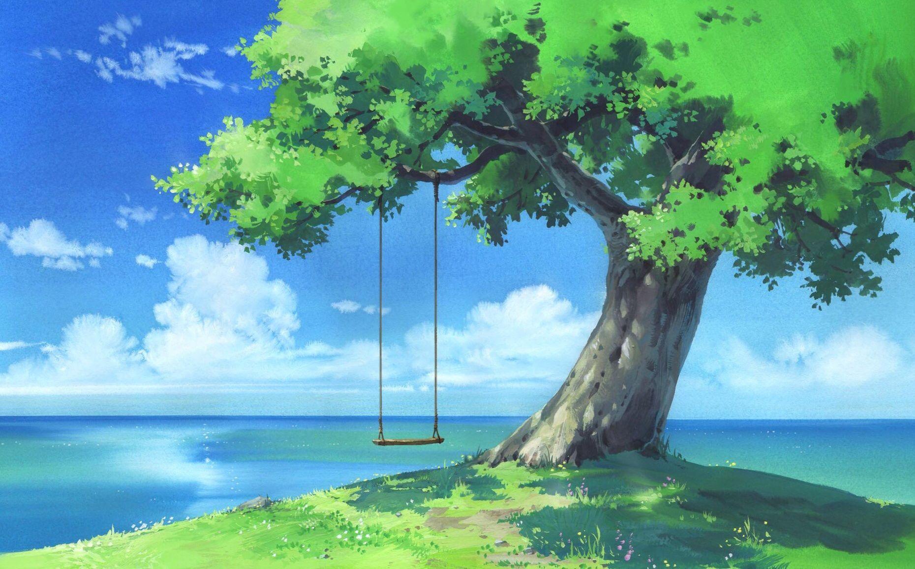 1860x1158 Anime Tree Wallpaper