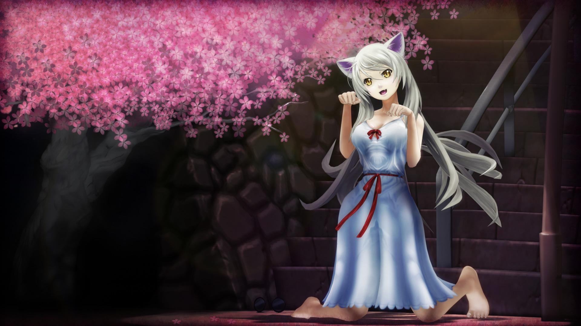 1920x1080 Desktop Wallpaper Neko Girls monogatari Anime