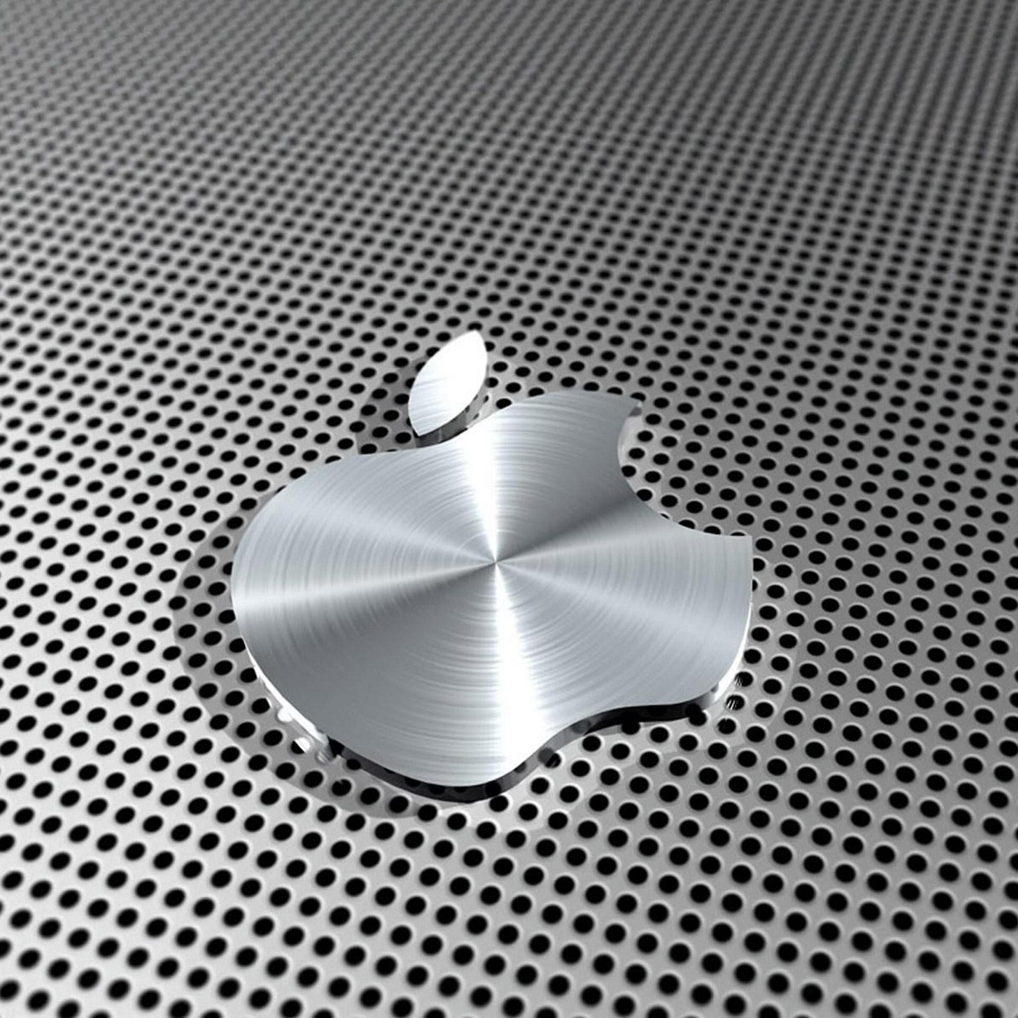 2048x2048 iPad Retina HD Wallpaper Apple Logo in Steel, iPad