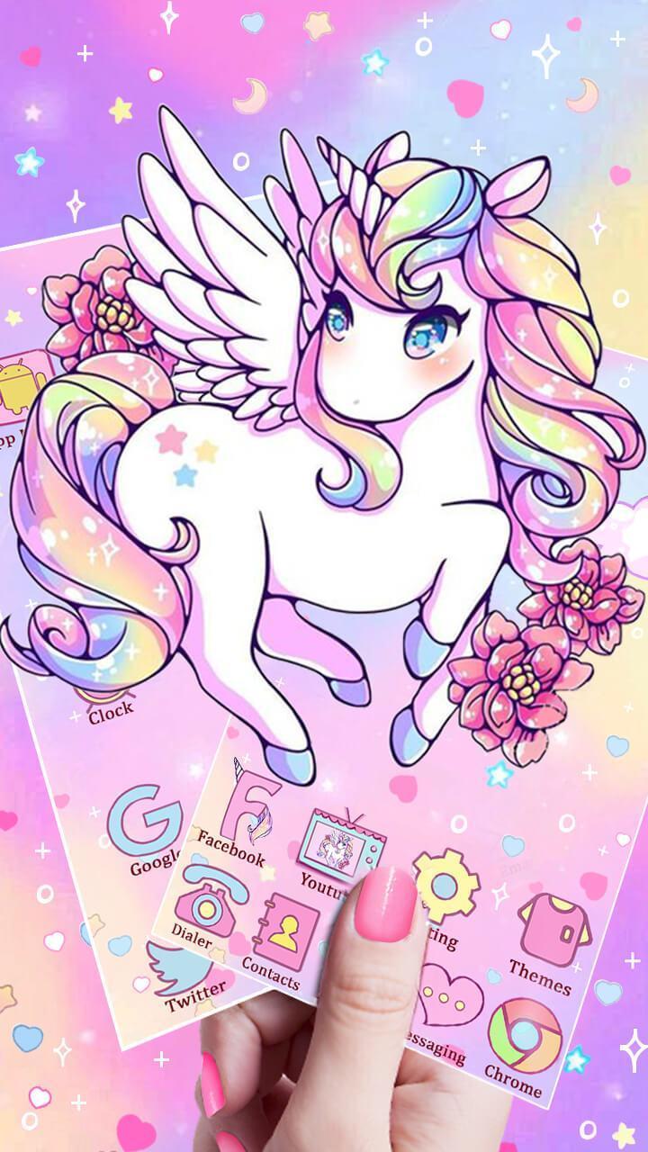 720x1280 Cartoon Unicorn Themes 3D Wallpaper for Android