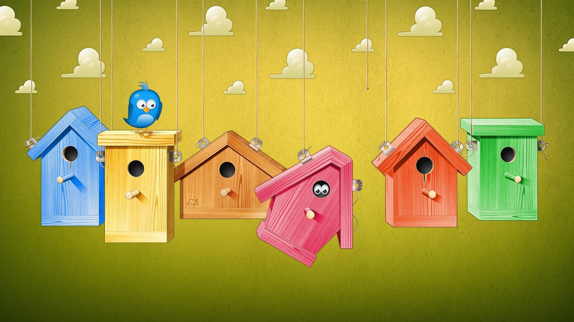 1920x1080 Cute cartoon bird house wallpaper picture