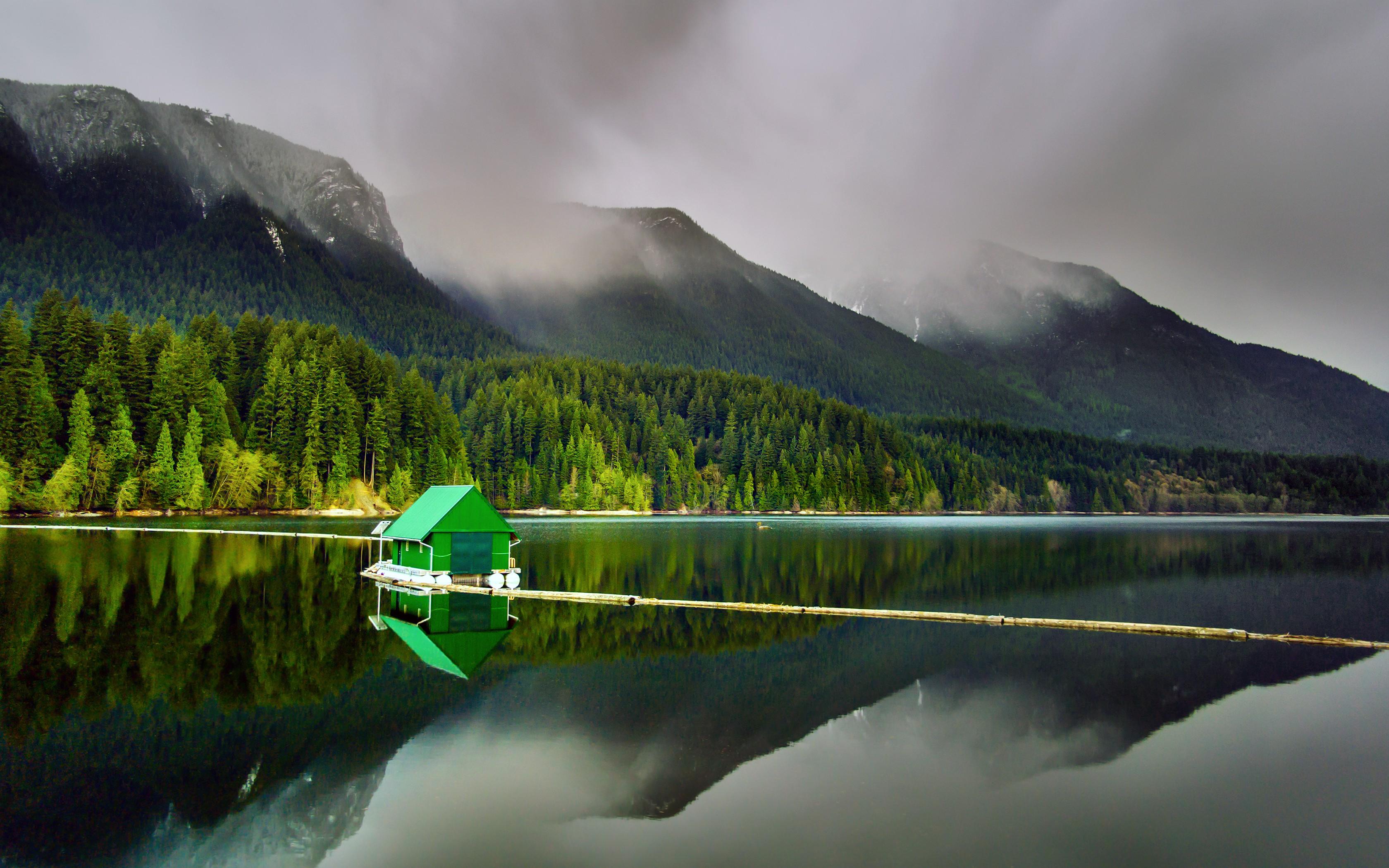 3360x2100 nature, Landscape, Reflection, Lake, Floating, Mountain, Forest, Summer, Water, Clouds Wallpaper HD / Desktop and Mobile Background