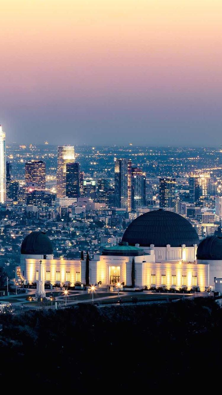 750x1334 Wallpaper Griffith Observatory, Los Angeles, city, night, lights, USA 2560x1440 QHD Picture, Image