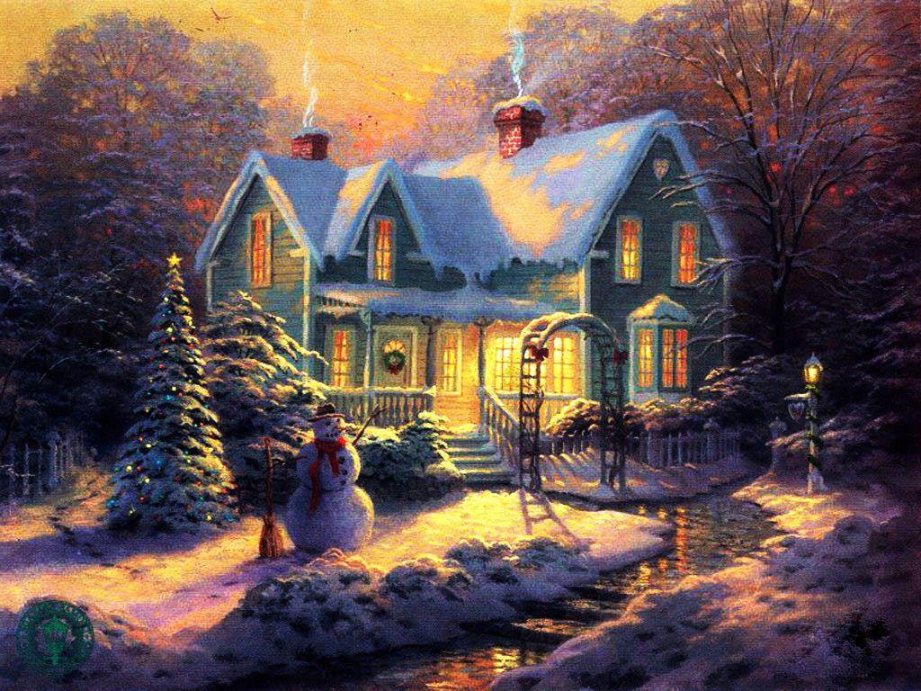 1024x768 Christmas Village Wallpaper HD