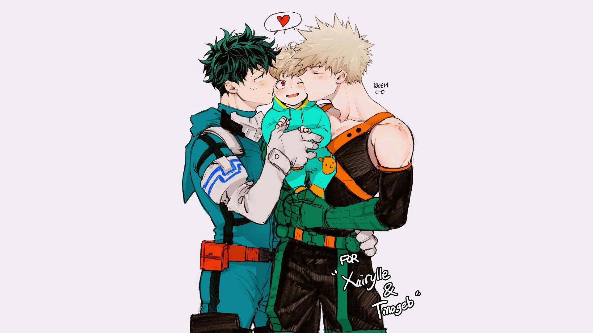 1920x1080 Katsuki Bakugou Izuku Midoriya In White Background HD My Hero Academia Wallpaper