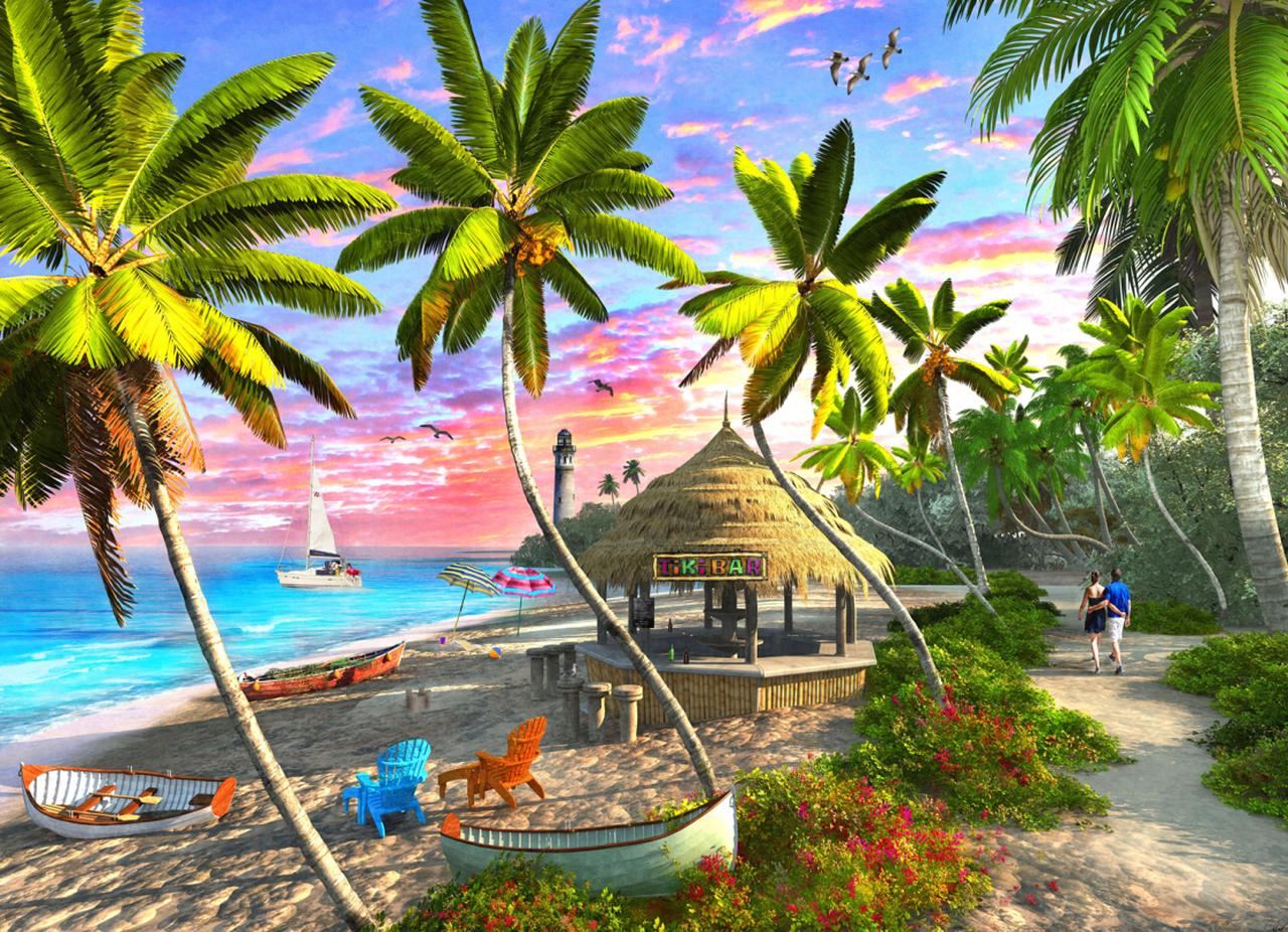 1280x926 Paradise Sunset Jigsaw Puzzle by Vermont Christmas Company
