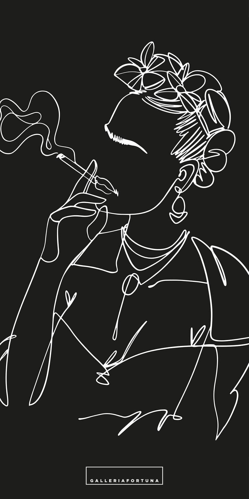 794x1588 Frida Kahlo print PRINTABLE. Line art drawings, Minimalist drawing, Small canvas art