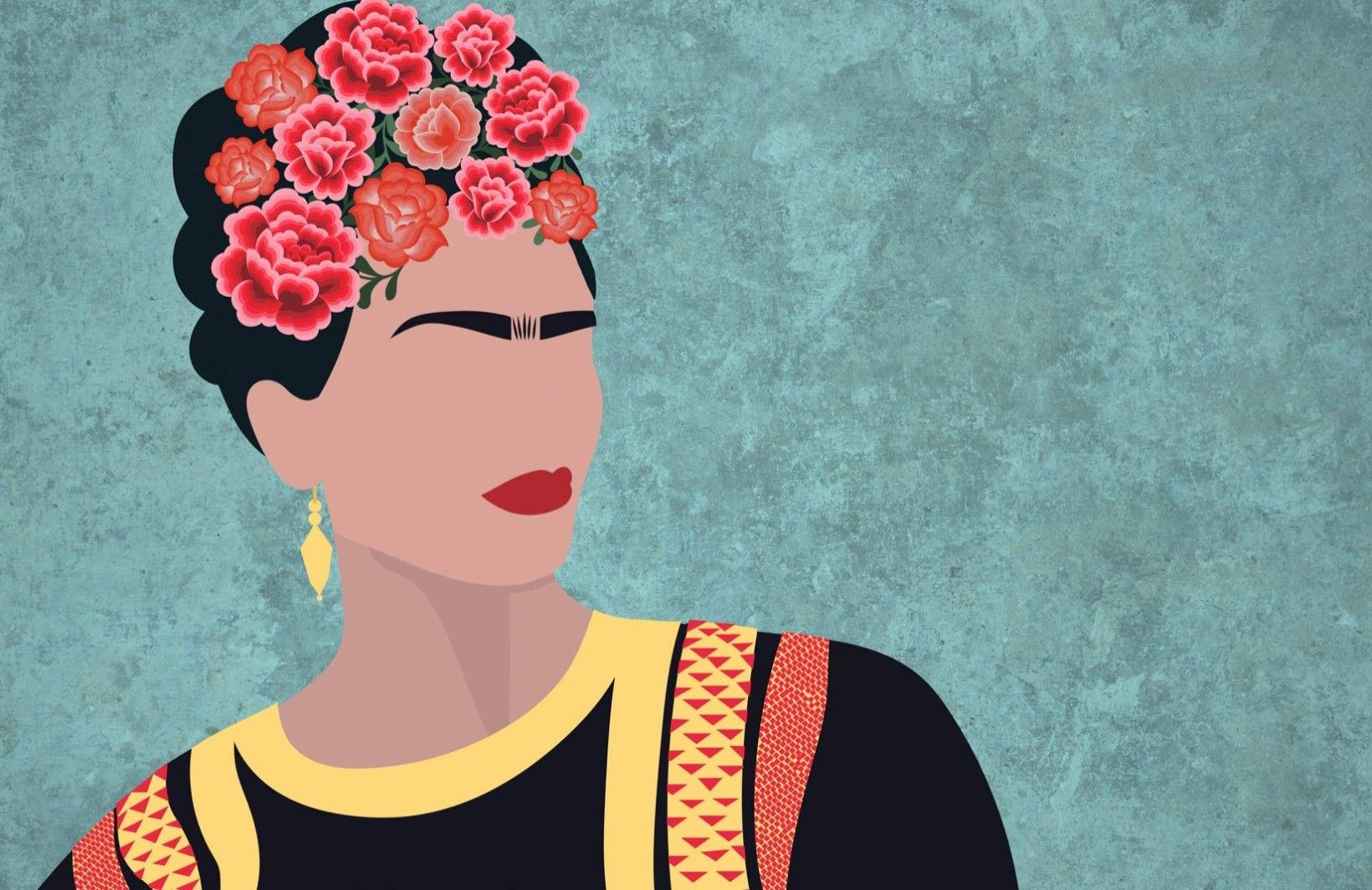1640x1064 frida kahlo wallpaper, pink, wall, flower, mural, fashion, art, spring, textile, plant, street art