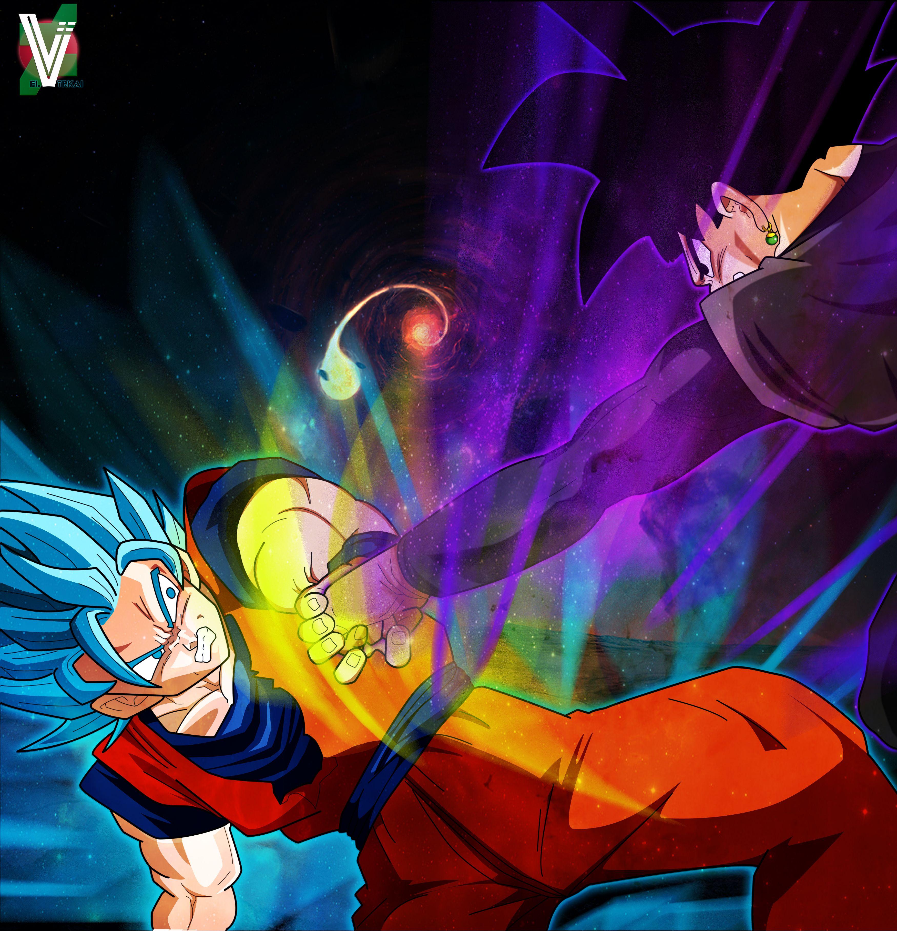 3500x3632 SSGSS Goku VS Black Art