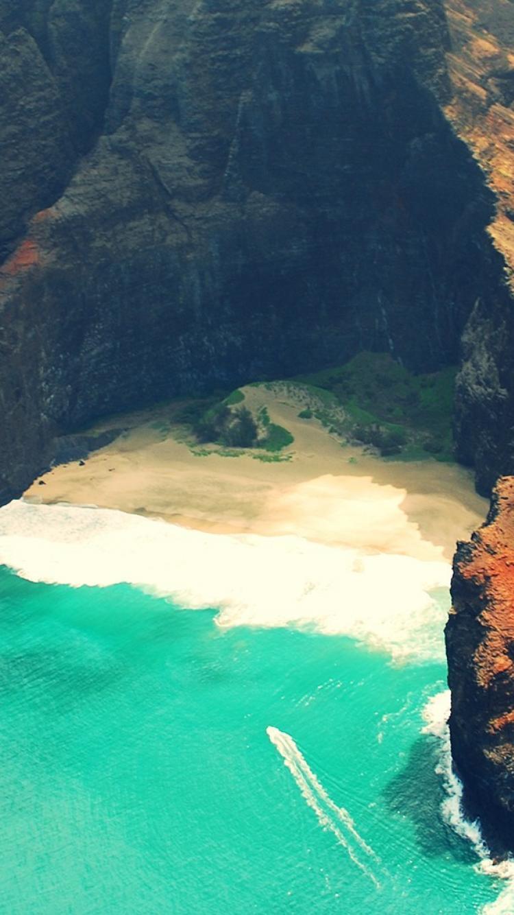 750x1334 Landscapes coast rocks hawaii kauai cliff natural beach wallpaper