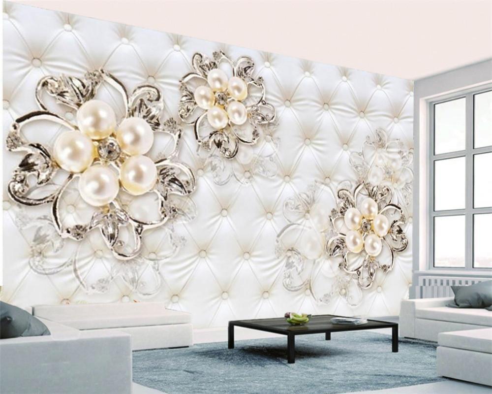 1000x800 3D Wallpaper Living Room Diamond Pearl Flower Customize Your Favorite Premium Interior Decoration Wallpaper From Yunlin $12.65