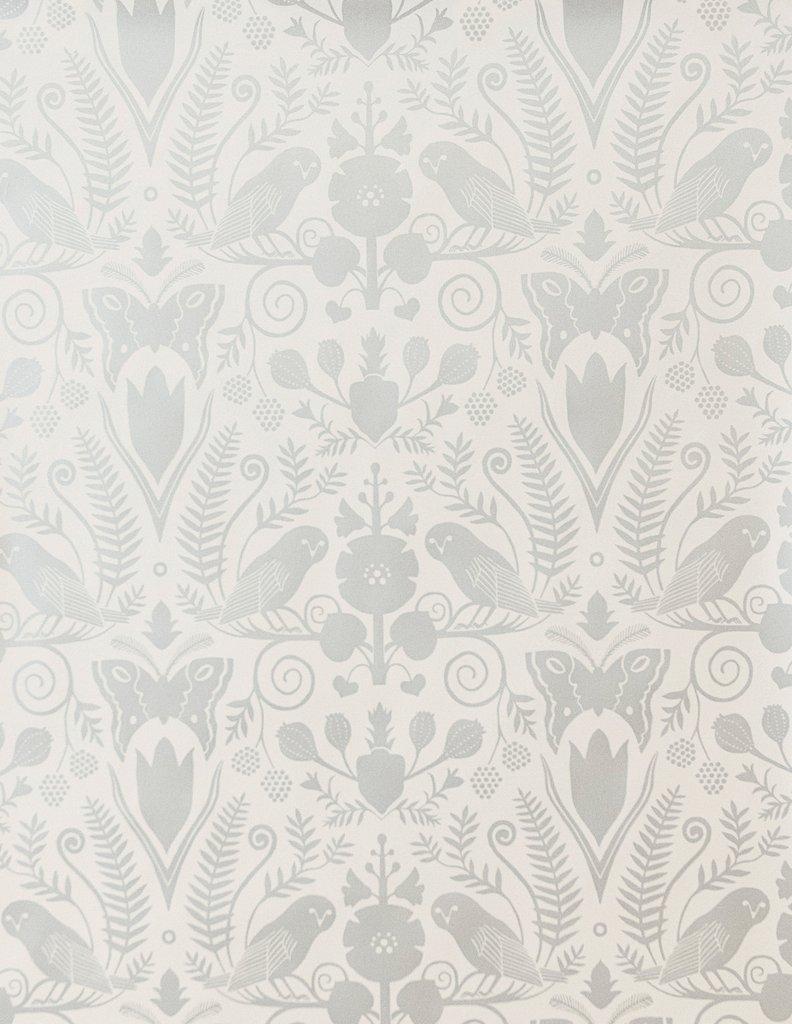 792x1024 Sample Barn Owls and Hollyhocks Wallpaper in Diamonds and Pearls on Cr