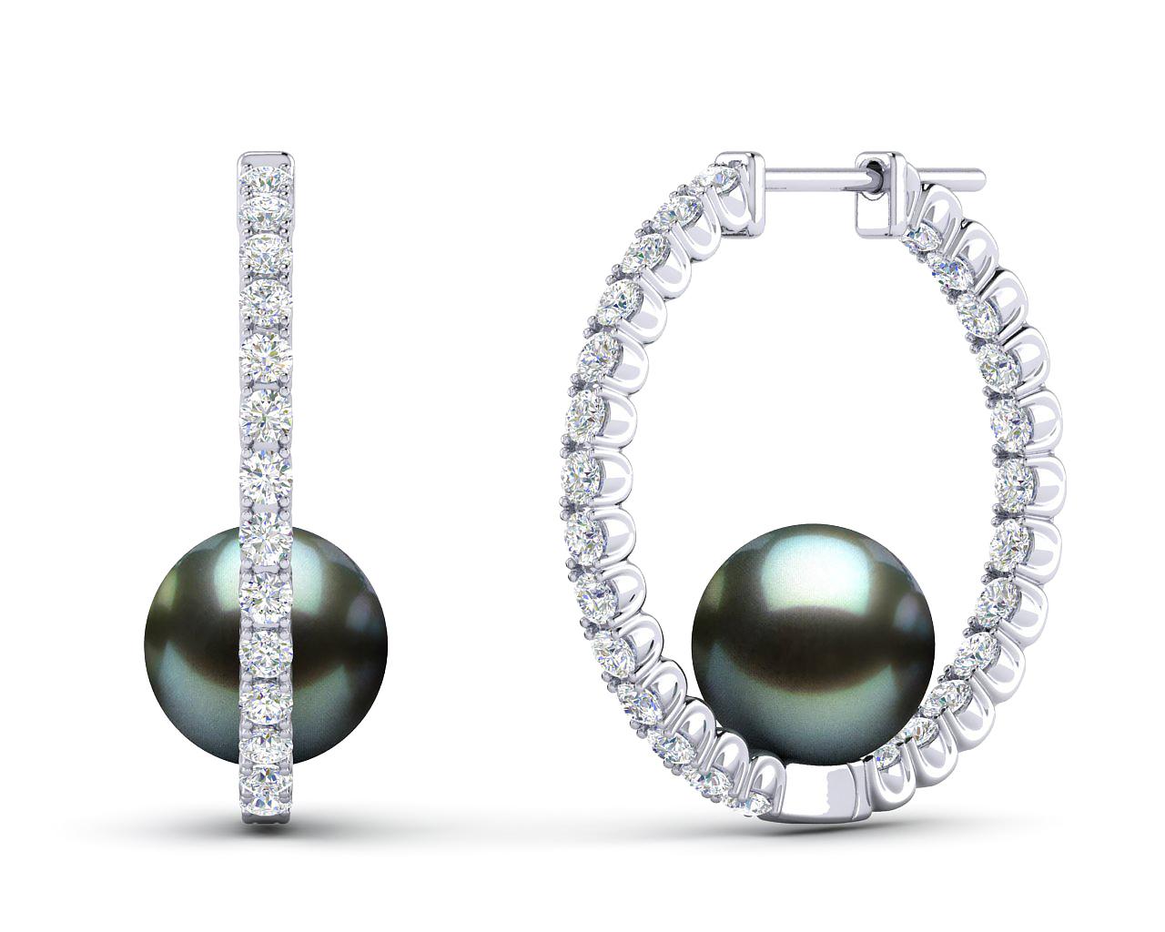 1280x1024 Tahitian Pearl Large Diamond Hoop Earring