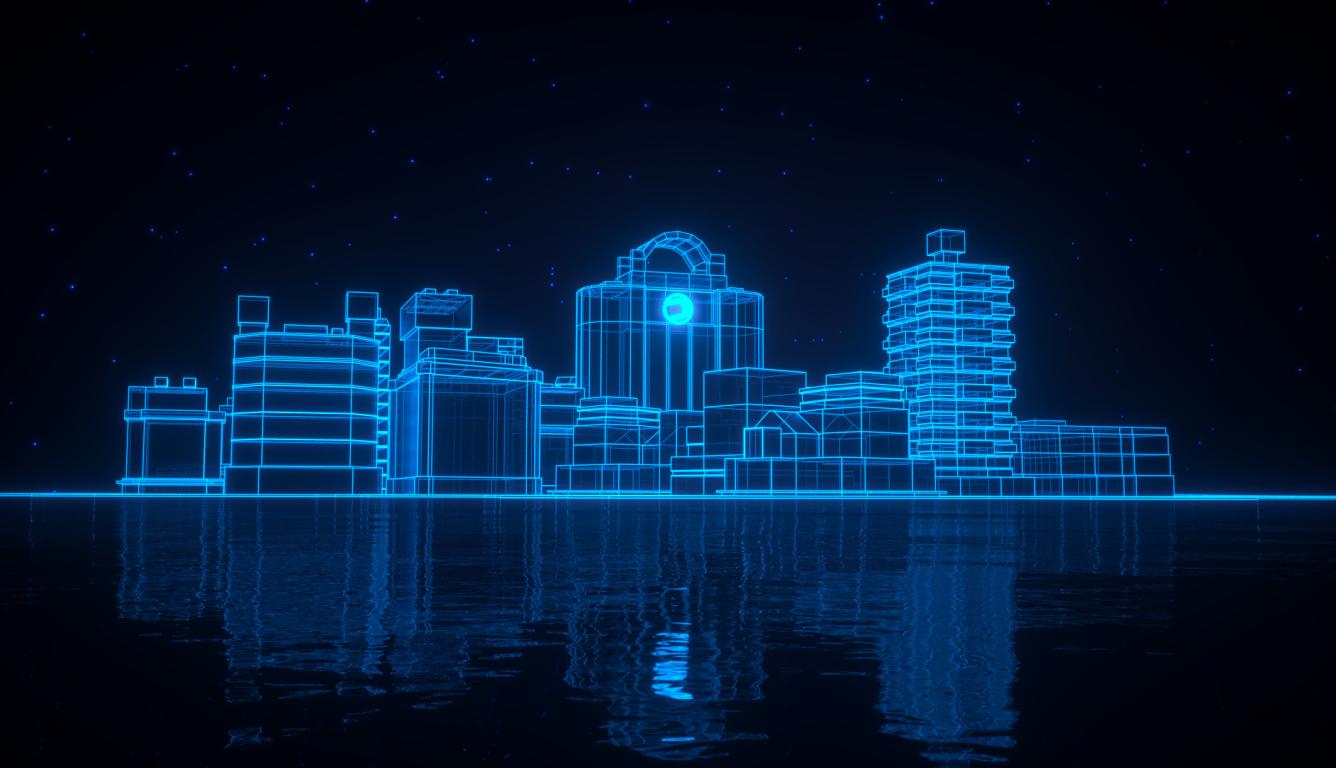 1336x768 Neon Blue Light 3D Architecture HD Laptop Wallpaper, HD Artist 4K Wallpaper, Image, Photo and Background
